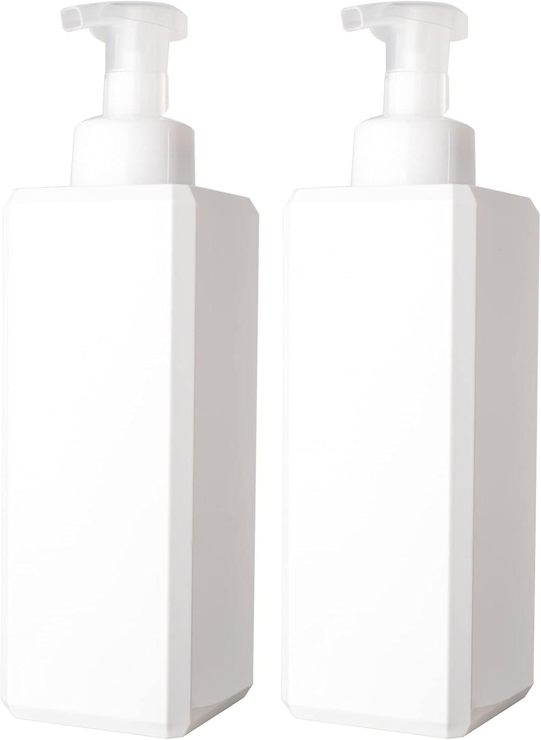 imageUUJOLY Foaming Soap Dispenser 450ml 15oz Refillable Pump Bottle Plastic for Liquid Soap Shampoo Body Wash 2 Pcs AmberWhite