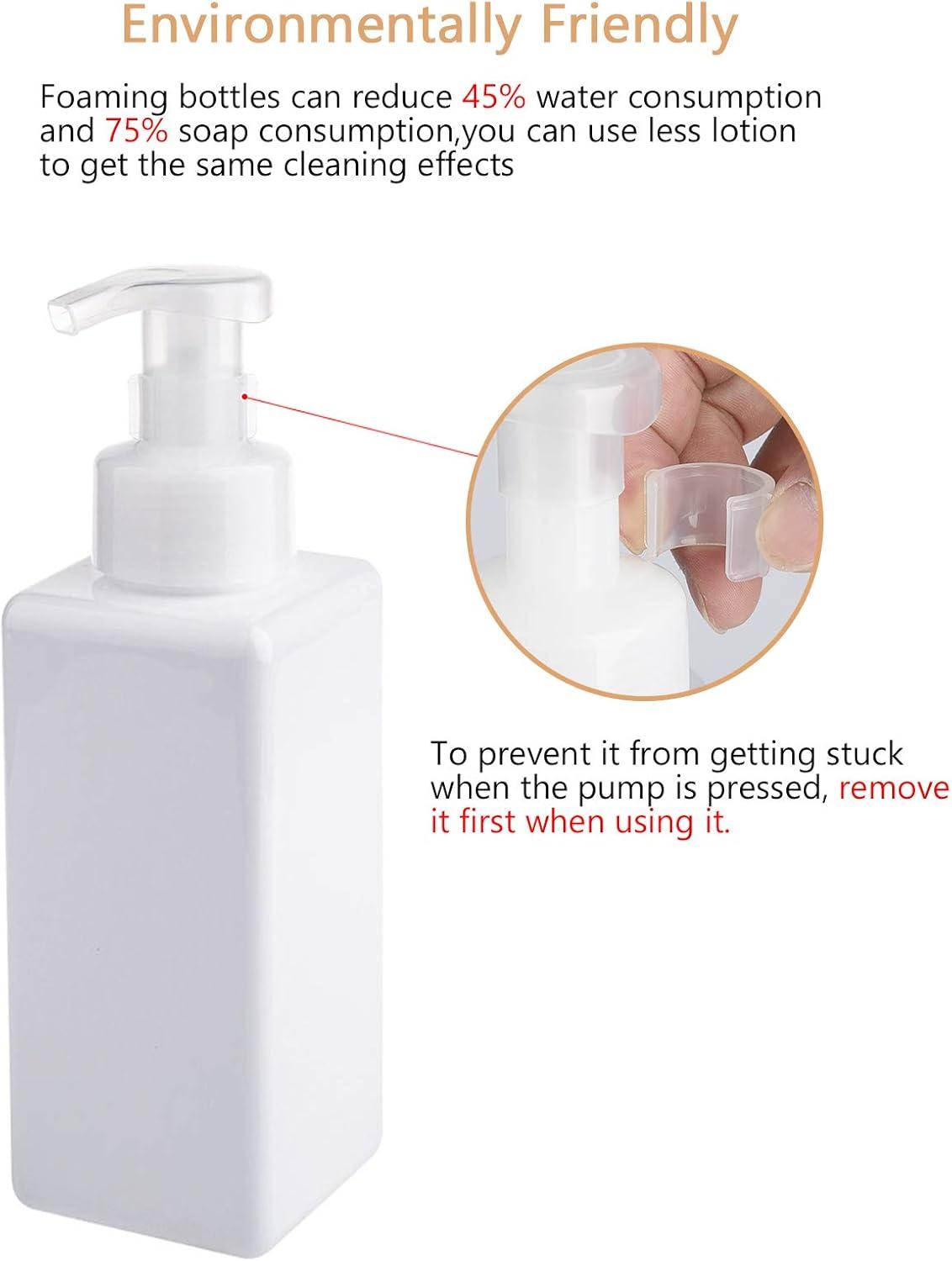 imageUUJOLY Foaming Soap Dispenser 450ml 15oz Refillable Pump Bottle Plastic for Liquid Soap Shampoo Body Wash 2 Pcs AmberWhite
