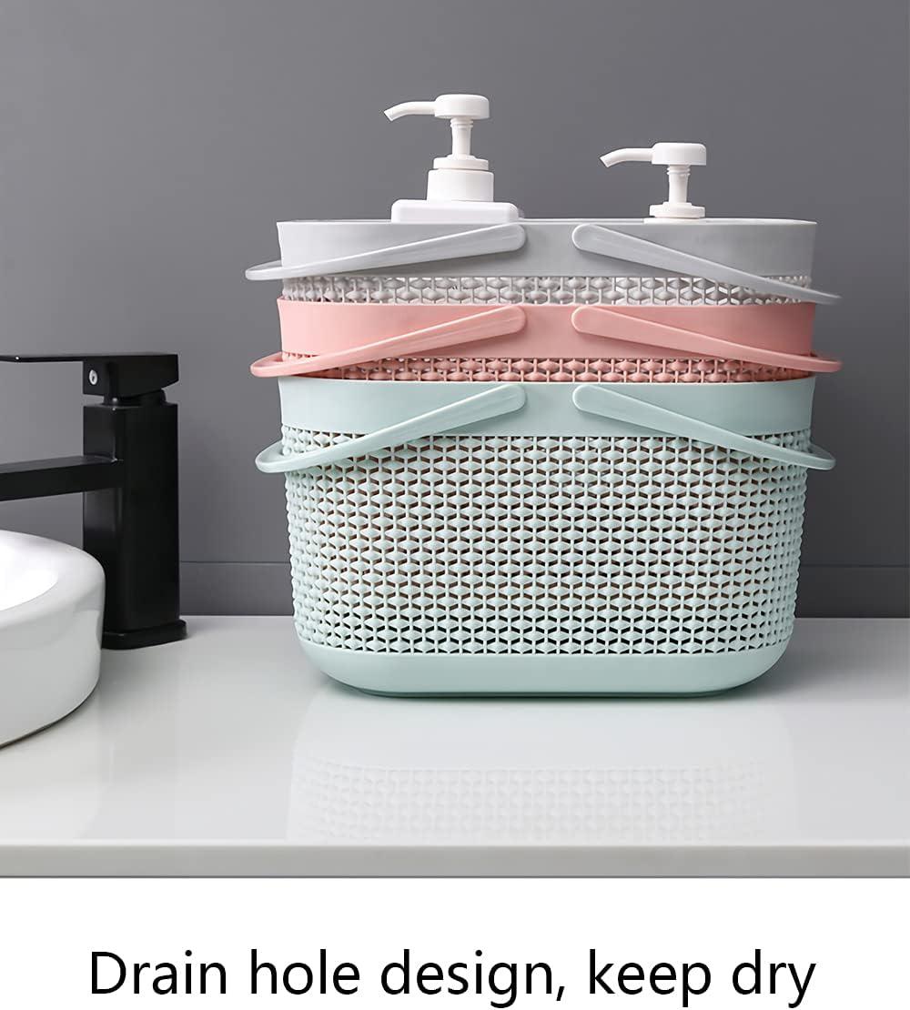 imageUUJOLY Plastic Organizer Storage Baskets with Handles Shower Caddy Bins Organizer for Bathroom and kitchenWhiteGreen