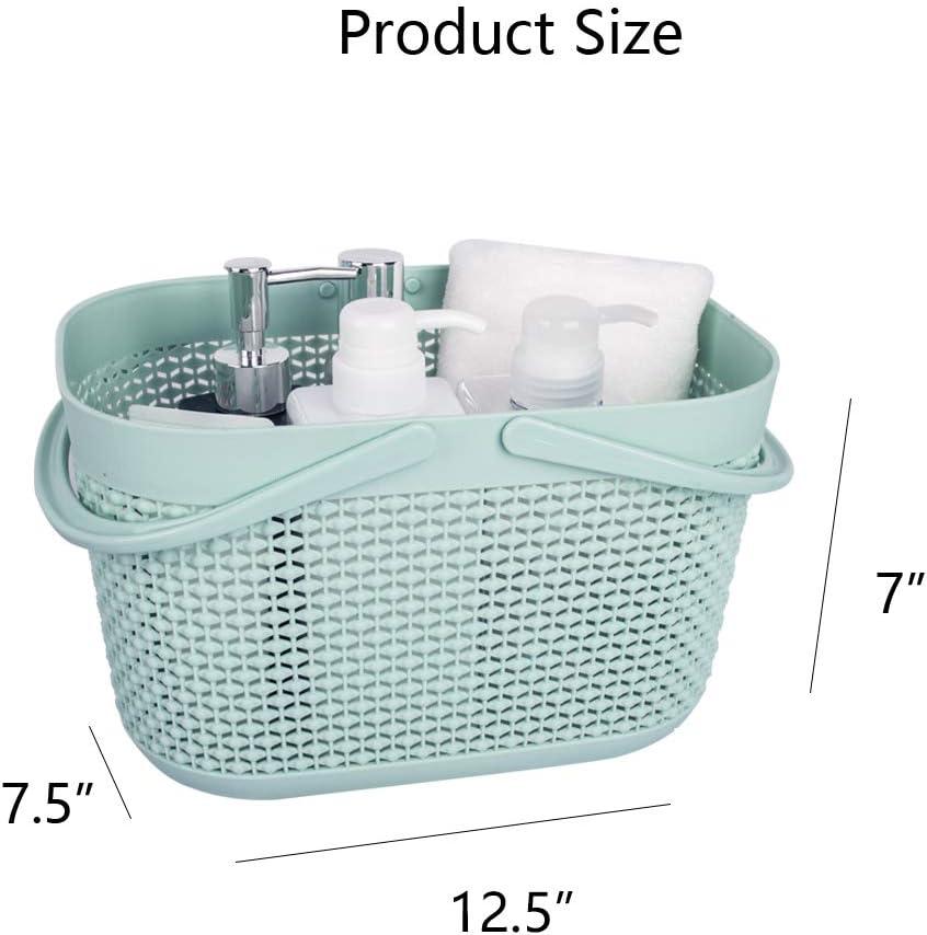 imageUUJOLY Plastic Organizer Storage Baskets with Handles Shower Caddy Bins Organizer for Bathroom and kitchenWhiteGreen