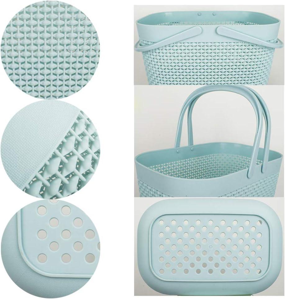 imageUUJOLY Plastic Organizer Storage Baskets with Handles Shower Caddy Bins Organizer for Bathroom and kitchenWhiteGreen