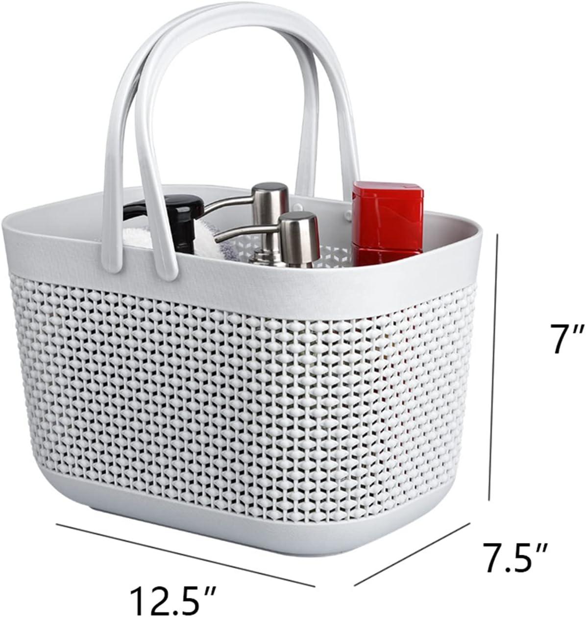 imageUUJOLY Plastic Organizer Storage Baskets with Handles Shower Caddy Bins Organizer for Bathroom and kitchenWhiteGrey