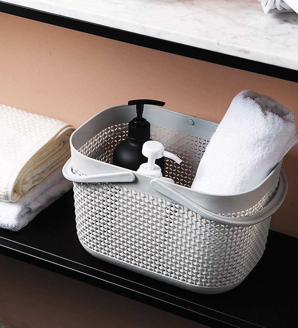 imageUUJOLY Plastic Organizer Storage Baskets with Handles Shower Caddy Bins Organizer for Bathroom and kitchenWhiteGrey