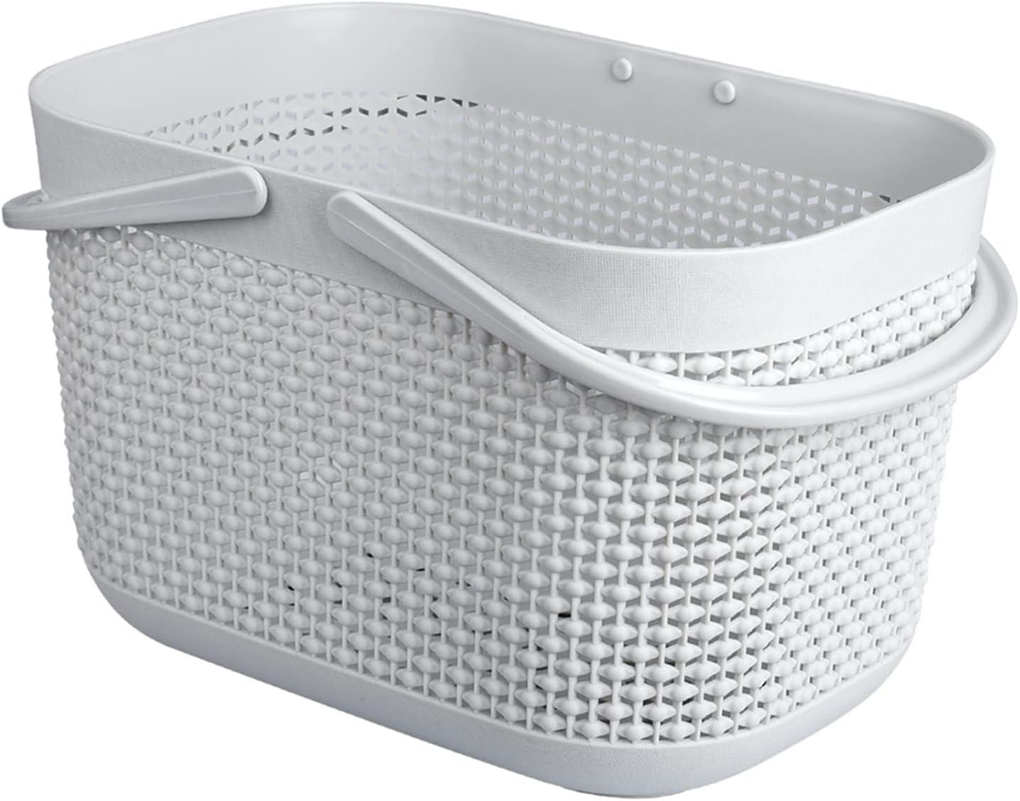 imageUUJOLY Plastic Organizer Storage Baskets with Handles Shower Caddy Bins Organizer for Bathroom and kitchenWhiteGrey