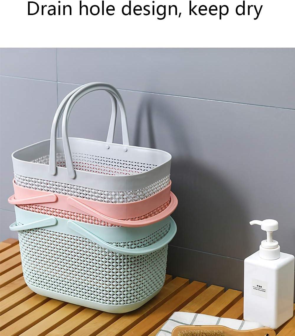 imageUUJOLY Plastic Organizer Storage Baskets with Handles Shower Caddy Bins Organizer for Bathroom and kitchenWhitePink