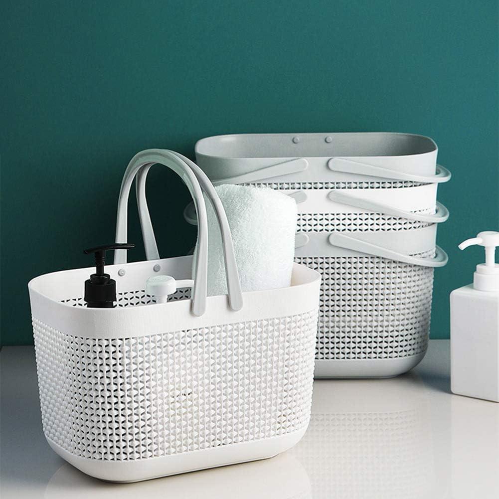 imageUUJOLY Plastic Organizer Storage Baskets with Handles Shower Caddy Bins Organizer for Bathroom and kitchenWhiteWhite