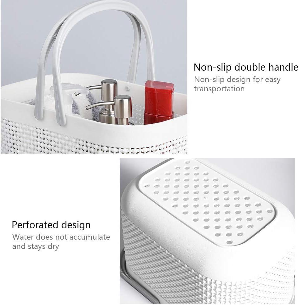 imageUUJOLY Plastic Organizer Storage Baskets with Handles Shower Caddy Bins Organizer for Bathroom and kitchenWhiteWhite