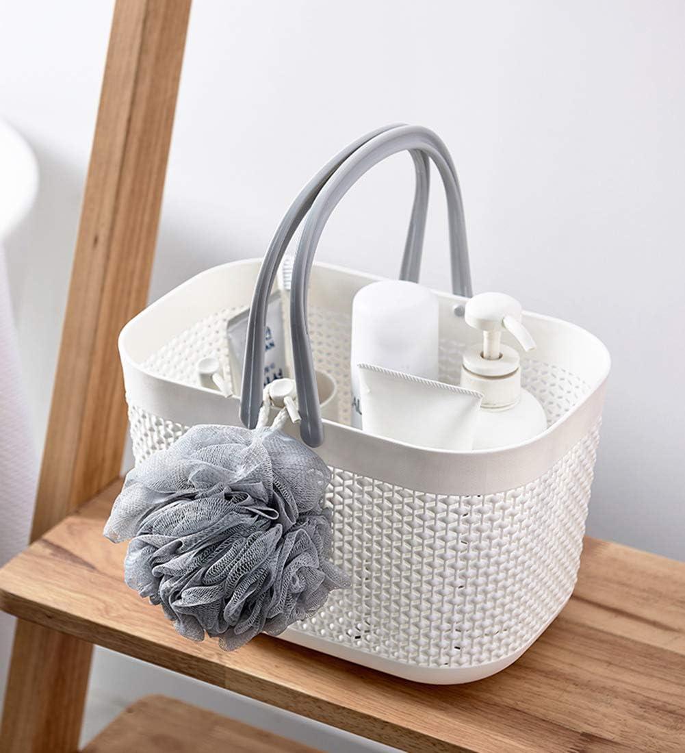 imageUUJOLY Plastic Organizer Storage Baskets with Handles Shower Caddy Bins Organizer for Bathroom and kitchenWhiteWhite