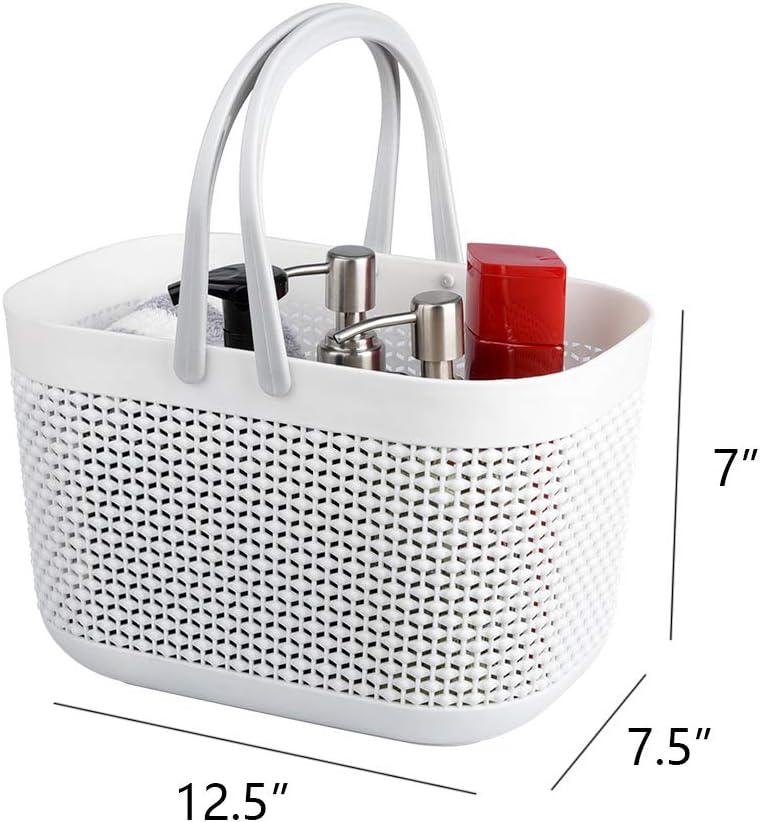imageUUJOLY Plastic Organizer Storage Baskets with Handles Shower Caddy Bins Organizer for Bathroom and kitchenWhiteWhite