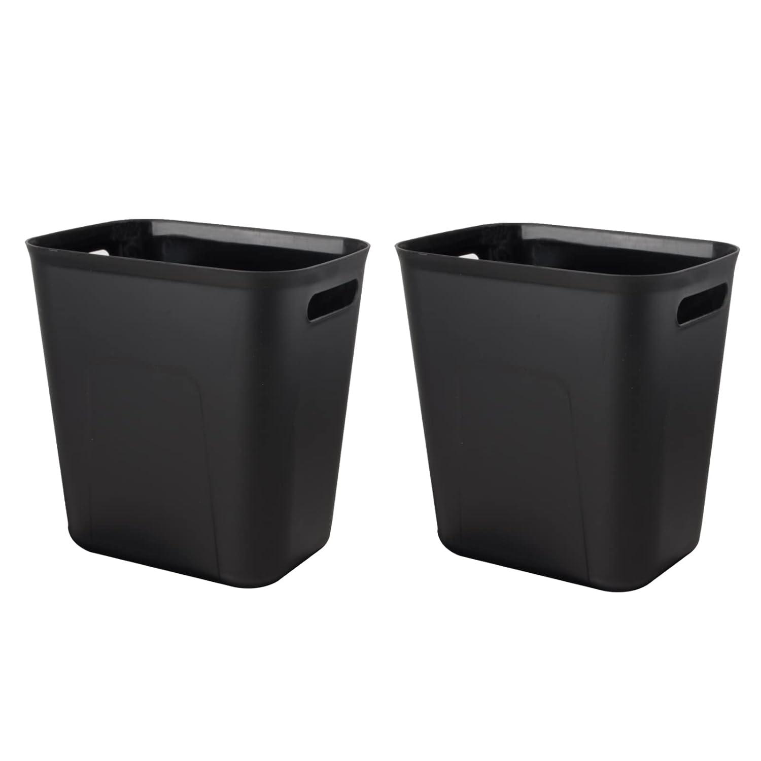 imageUUJOLY Plastic Small Trash Can Wastebasket Garbage Container Basket for Bathrooms Laundry Room Kitchens Offices Kids Rooms Dorms 35 Gallon Dark GreyBlack
