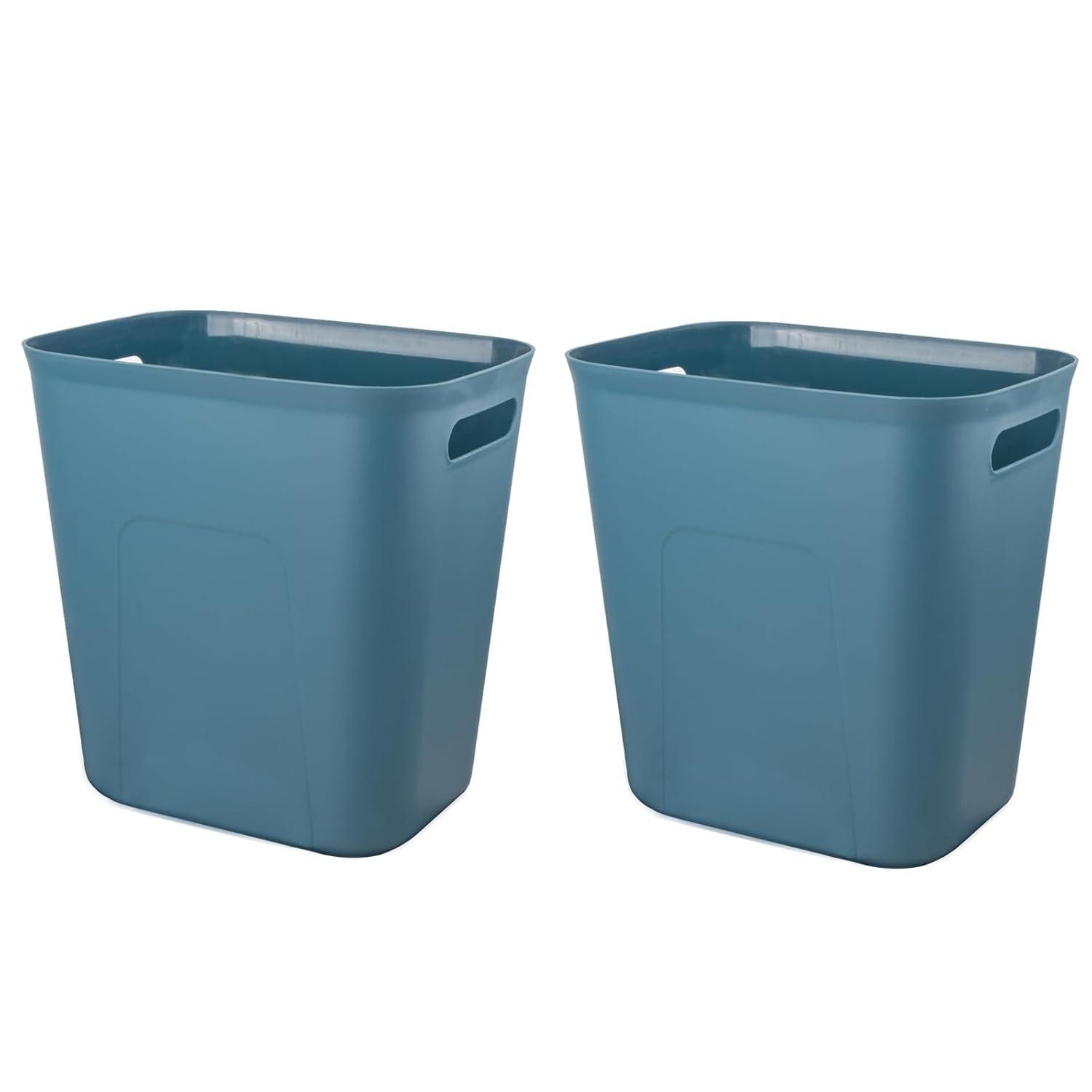 imageUUJOLY Plastic Small Trash Can Wastebasket Garbage Container Basket for Bathrooms Laundry Room Kitchens Offices Kids Rooms Dorms 35 Gallon Dark GreyBluish Green