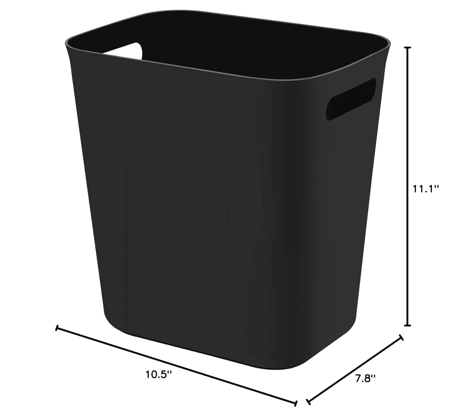 imageUUJOLY Plastic Small Trash Can Wastebasket Garbage Container Basket for Bathrooms Laundry Room Kitchens Offices Kids Rooms Dorms 35 Gallon Dark GreyBlack