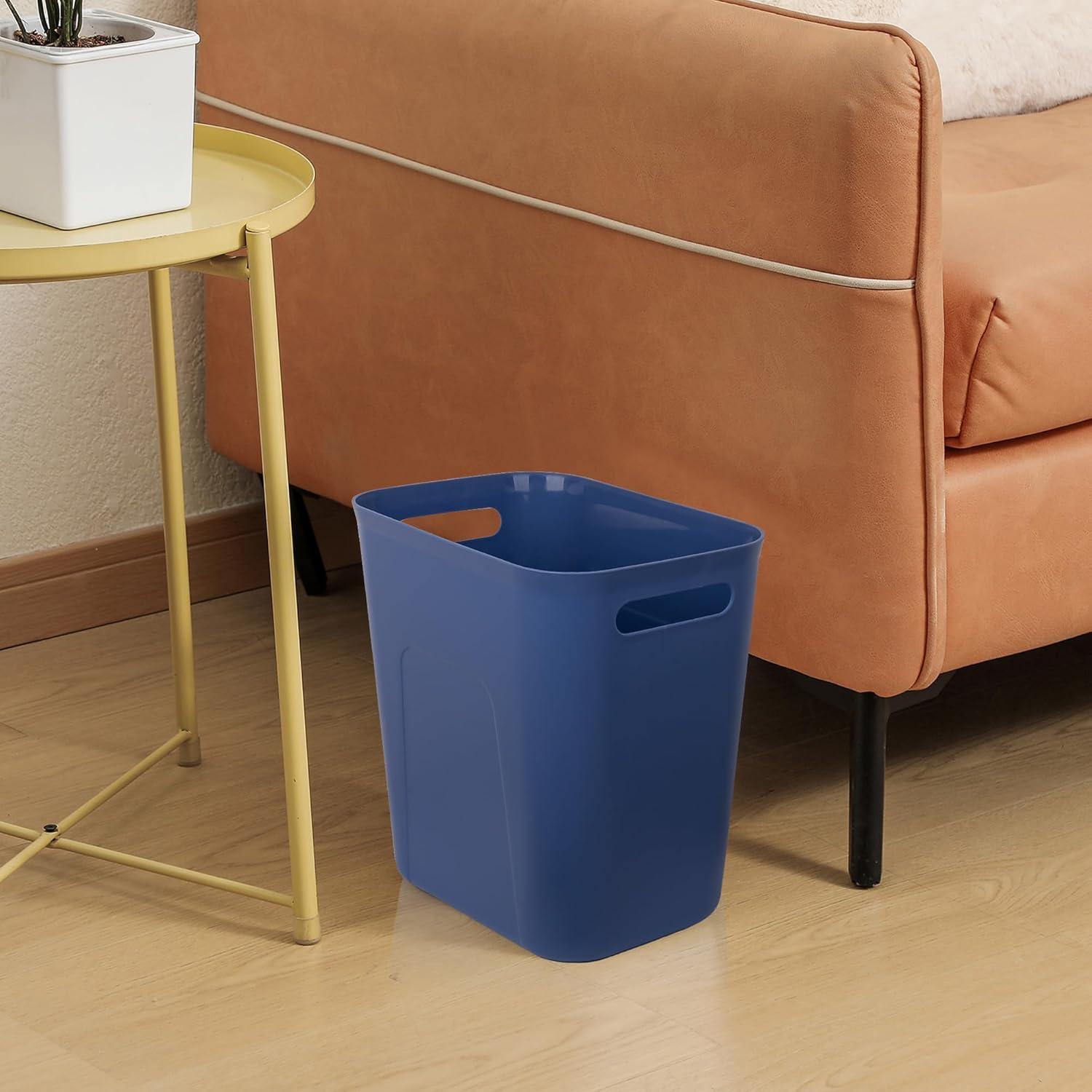 imageUUJOLY Plastic Small Trash Can Wastebasket Garbage Container Basket for Bathrooms Laundry Room Kitchens Offices Kids Rooms Dorms 35 Gallon Dark GreyBlue