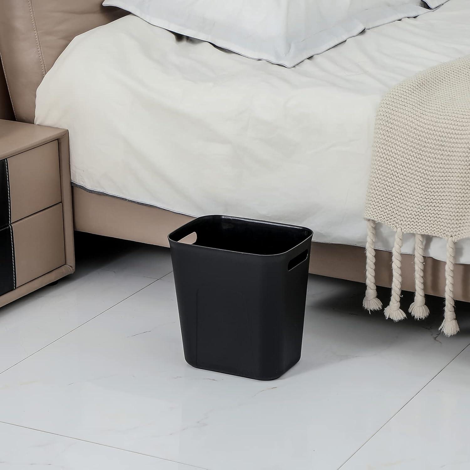 imageUUJOLY Plastic Small Trash Can Wastebasket Garbage Container Basket for Bathrooms Laundry Room Kitchens Offices Kids Rooms Dorms 35 Gallon Dark GreyBlack