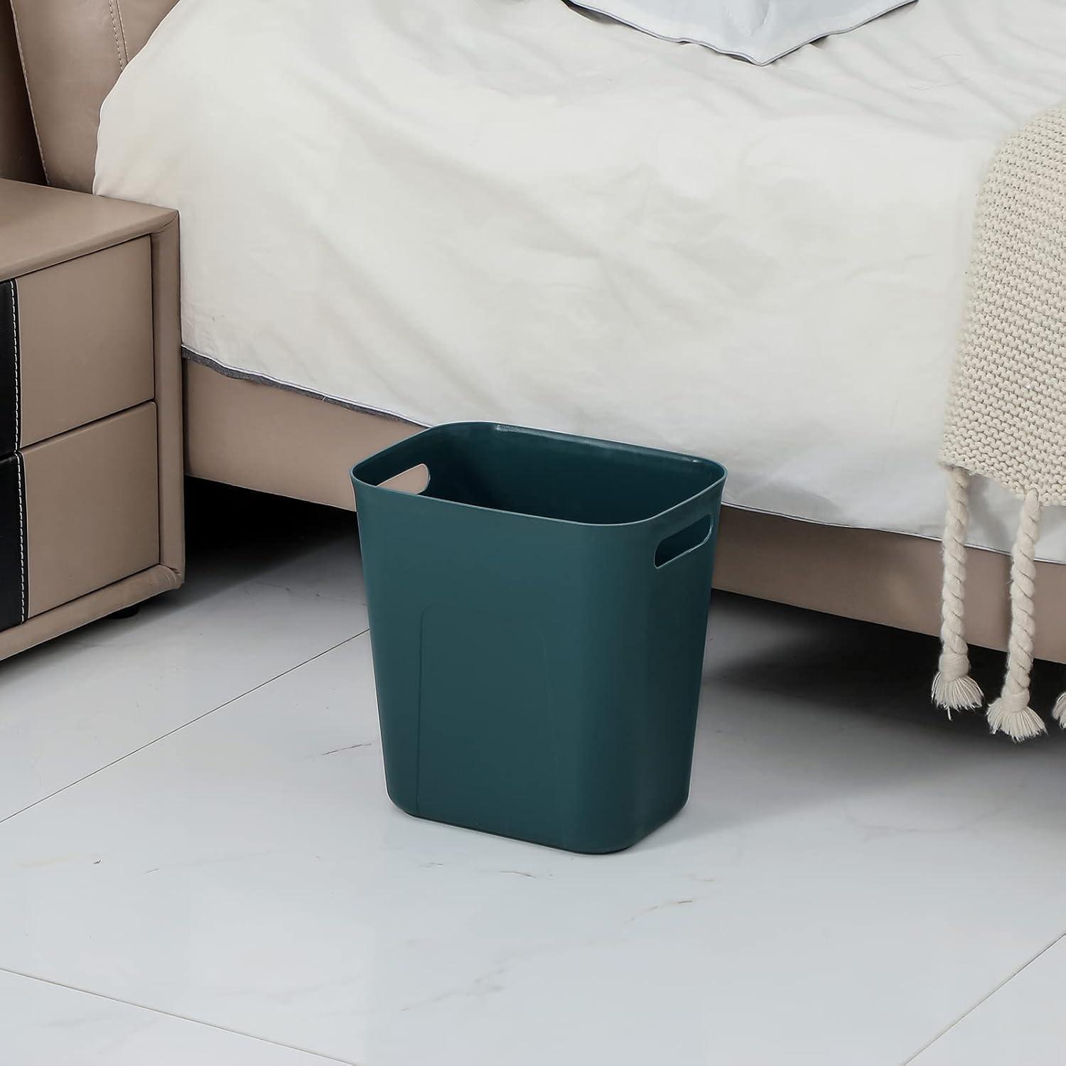 imageUUJOLY Plastic Small Trash Can Wastebasket Garbage Container Basket for Bathrooms Laundry Room Kitchens Offices Kids Rooms Dorms 35 Gallon Dark GreyBluish Green