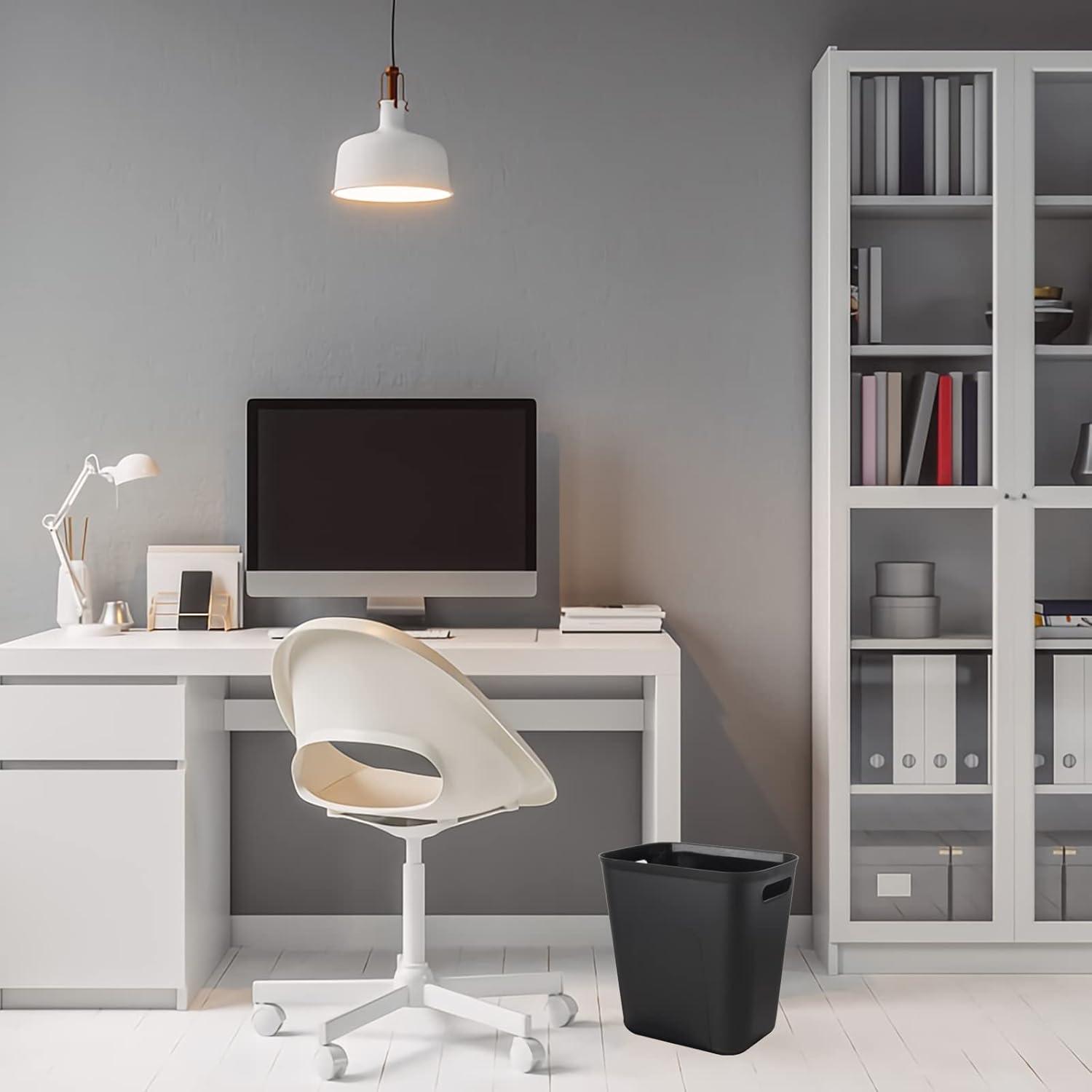 imageUUJOLY Plastic Small Trash Can Wastebasket Garbage Container Basket for Bathrooms Laundry Room Kitchens Offices Kids Rooms Dorms 35 Gallon Dark GreyBlack