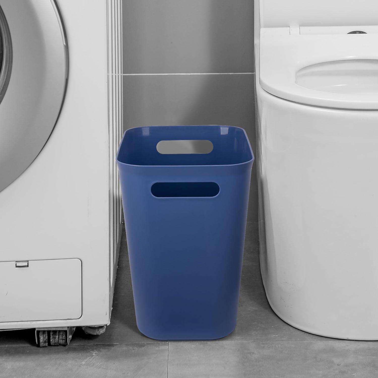 imageUUJOLY Plastic Small Trash Can Wastebasket Garbage Container Basket for Bathrooms Laundry Room Kitchens Offices Kids Rooms Dorms 35 Gallon Dark GreyBlue