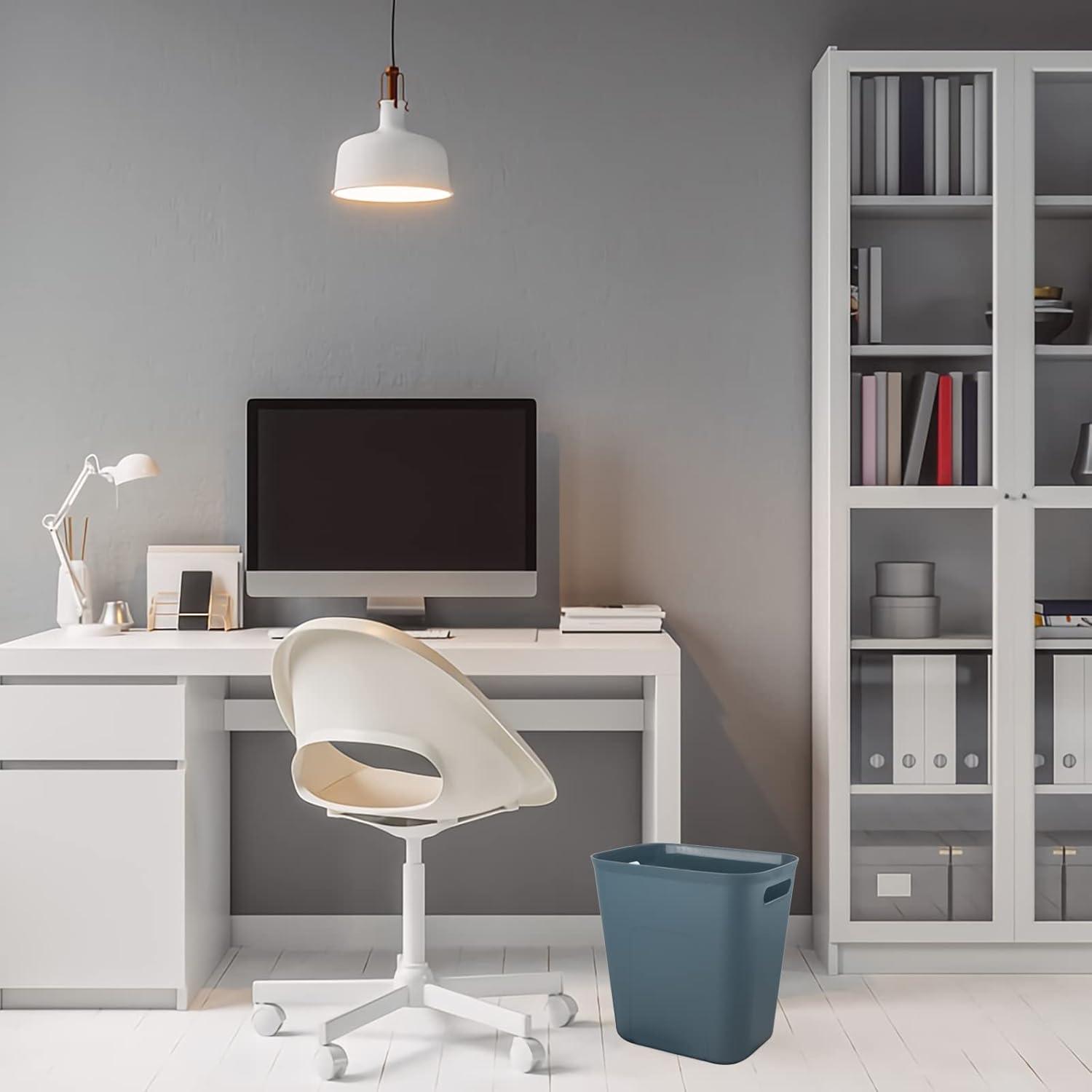 imageUUJOLY Plastic Small Trash Can Wastebasket Garbage Container Basket for Bathrooms Laundry Room Kitchens Offices Kids Rooms Dorms 35 Gallon Dark GreyBluish Green