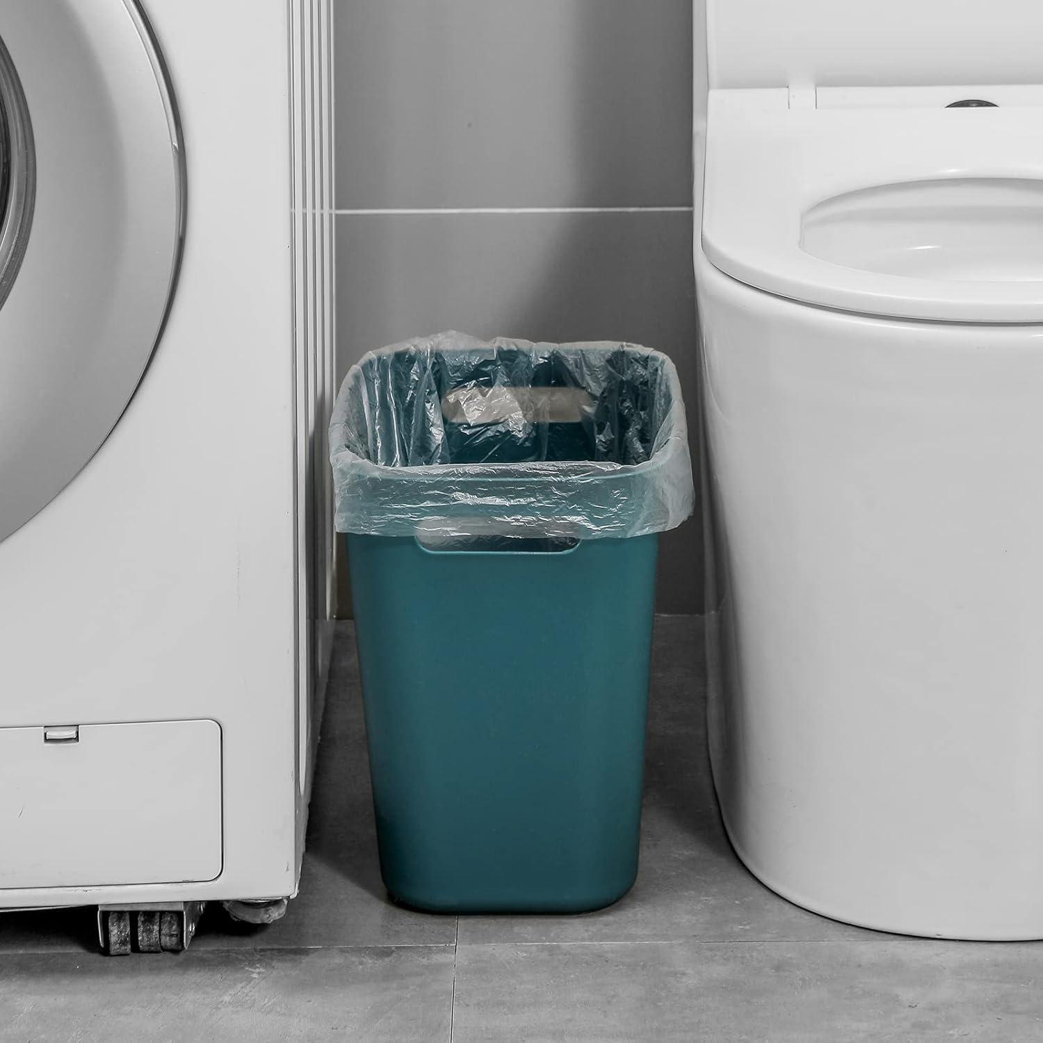 imageUUJOLY Plastic Small Trash Can Wastebasket Garbage Container Basket for Bathrooms Laundry Room Kitchens Offices Kids Rooms Dorms 35 Gallon Dark GreyBluish Green