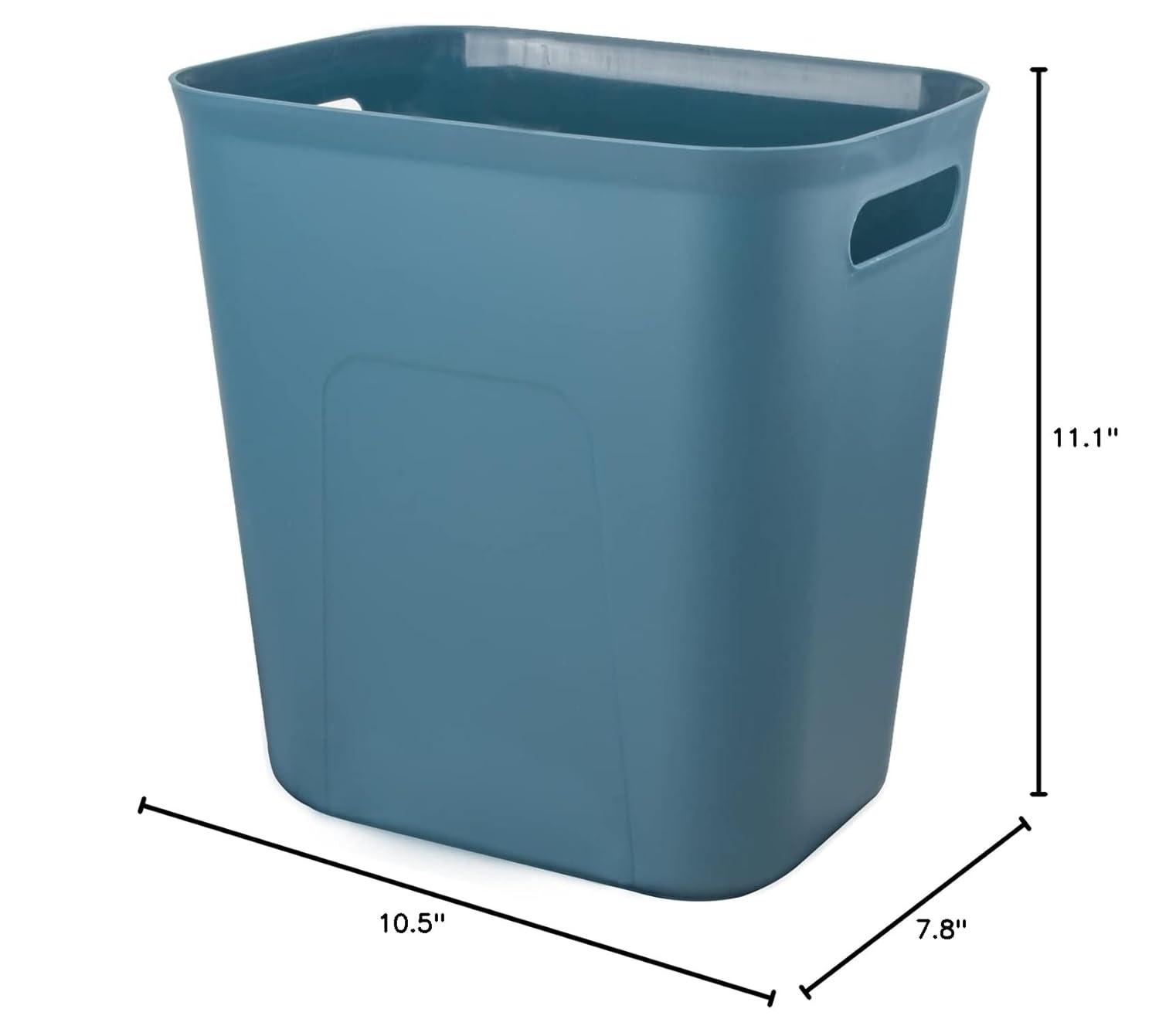 imageUUJOLY Plastic Small Trash Can Wastebasket Garbage Container Basket for Bathrooms Laundry Room Kitchens Offices Kids Rooms Dorms 35 Gallon Dark GreyBluish Green