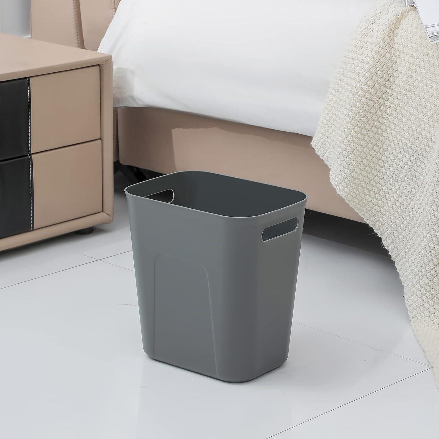 imageUUJOLY Plastic Small Trash Can Wastebasket Garbage Container Basket for Bathrooms Laundry Room Kitchens Offices Kids Rooms Dorms 35 Gallon Dark GreyDark Grey