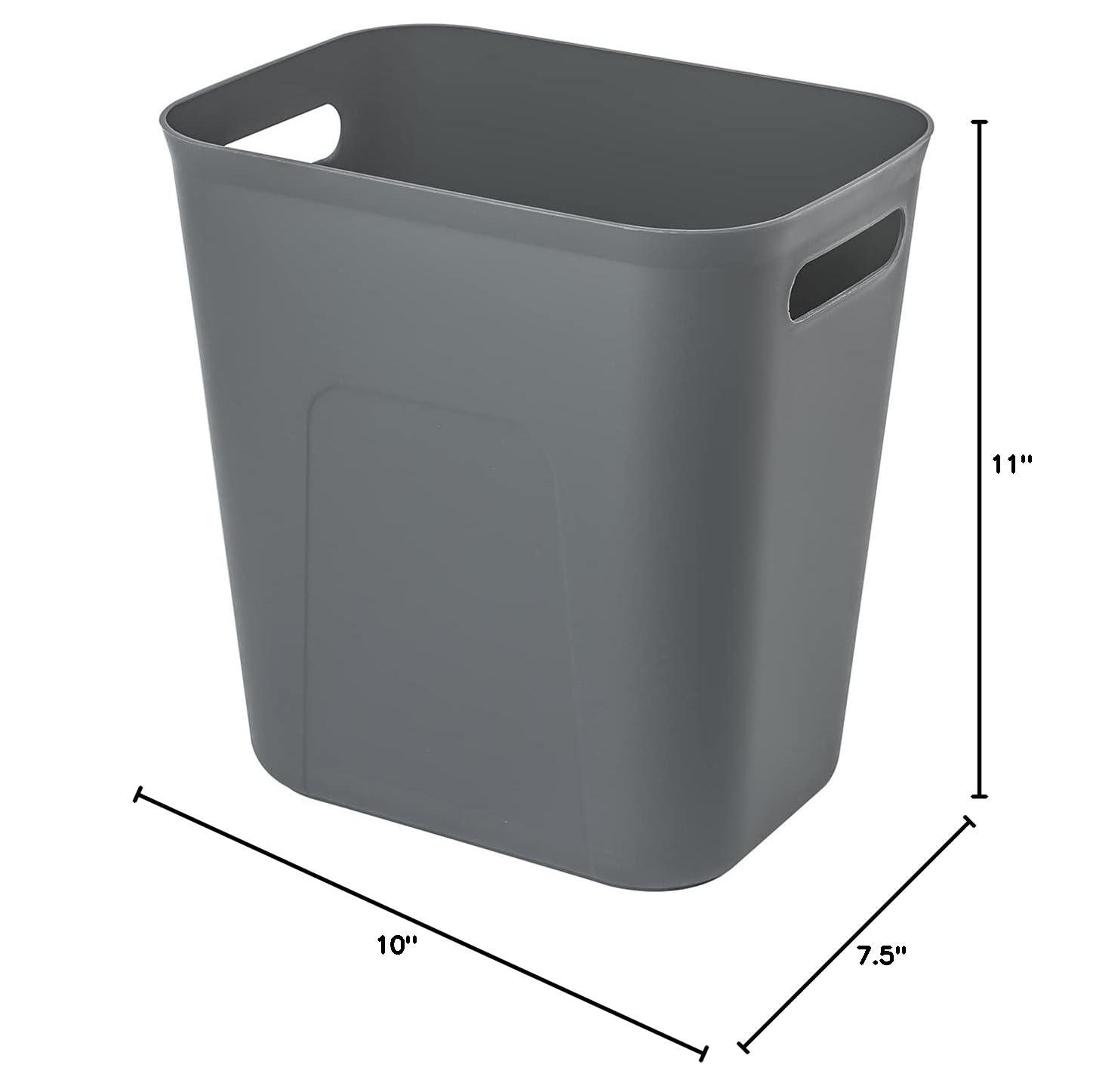 imageUUJOLY Plastic Small Trash Can Wastebasket Garbage Container Basket for Bathrooms Laundry Room Kitchens Offices Kids Rooms Dorms 35 Gallon Dark GreyDark Grey