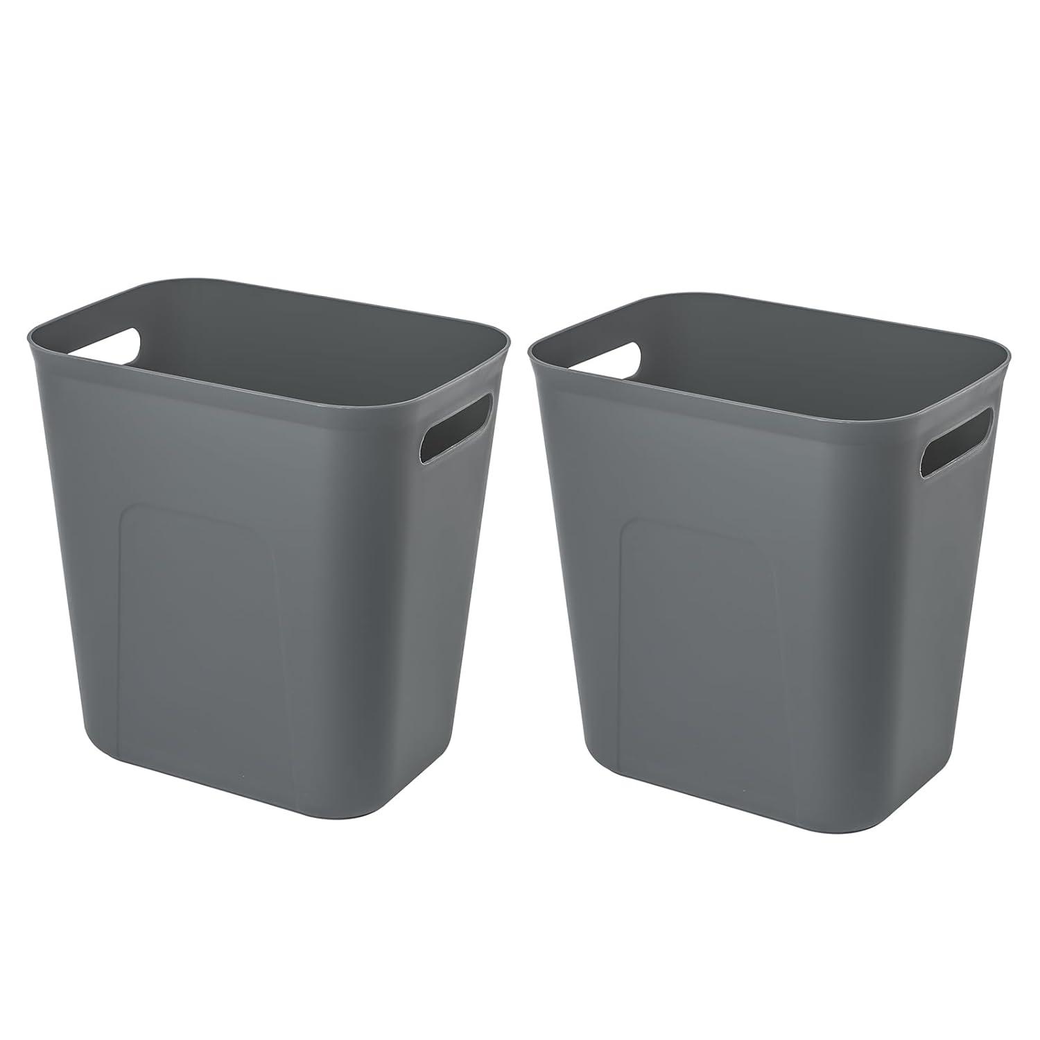 imageUUJOLY Plastic Small Trash Can Wastebasket Garbage Container Basket for Bathrooms Laundry Room Kitchens Offices Kids Rooms Dorms 35 Gallon Dark GreyDark Grey