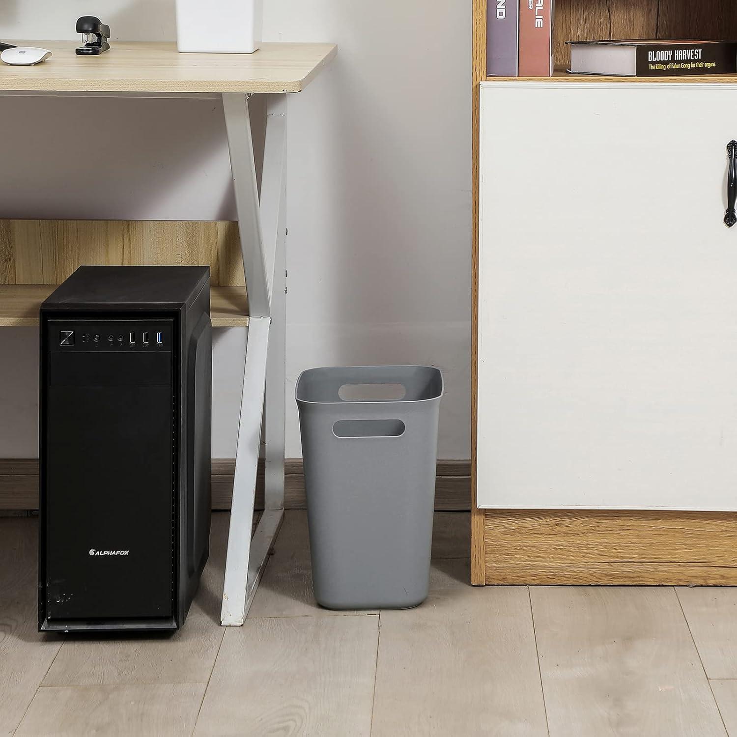 imageUUJOLY Plastic Small Trash Can Wastebasket Garbage Container Basket for Bathrooms Laundry Room Kitchens Offices Kids Rooms Dorms 35 Gallon Dark GreyGrey