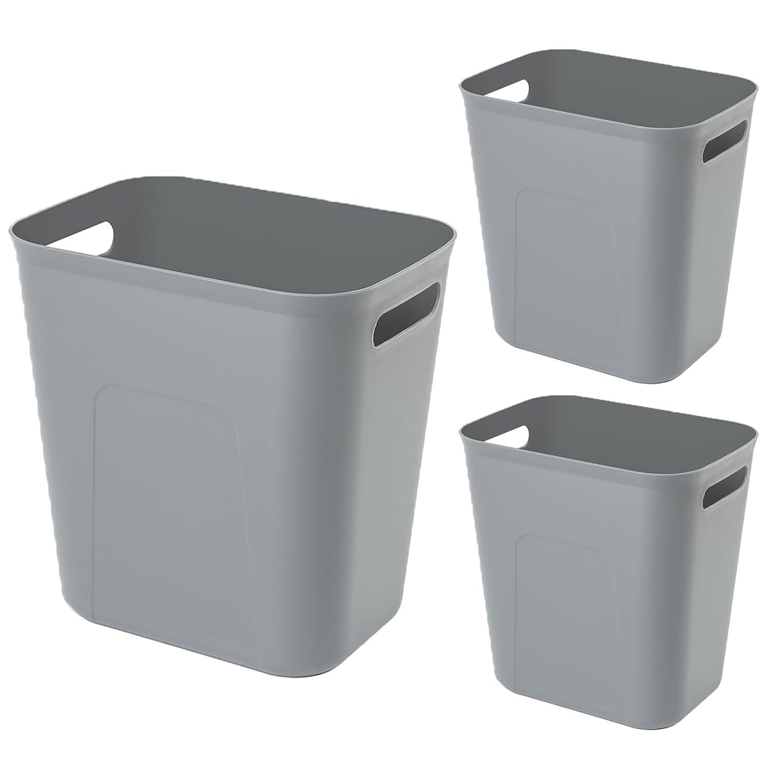 imageUUJOLY Plastic Small Trash Can Wastebasket Garbage Container Basket for Bathrooms Laundry Room Kitchens Offices Kids Rooms Dorms 35 Gallon Dark GreyGrey