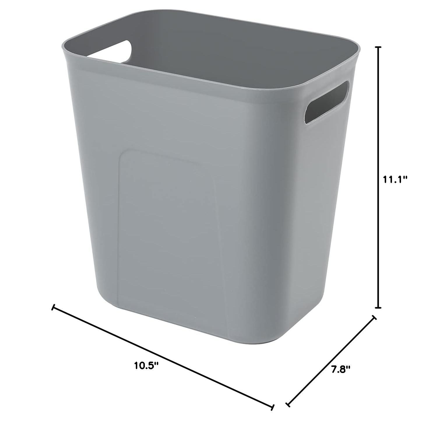 imageUUJOLY Plastic Small Trash Can Wastebasket Garbage Container Basket for Bathrooms Laundry Room Kitchens Offices Kids Rooms Dorms 35 Gallon Dark GreyGrey