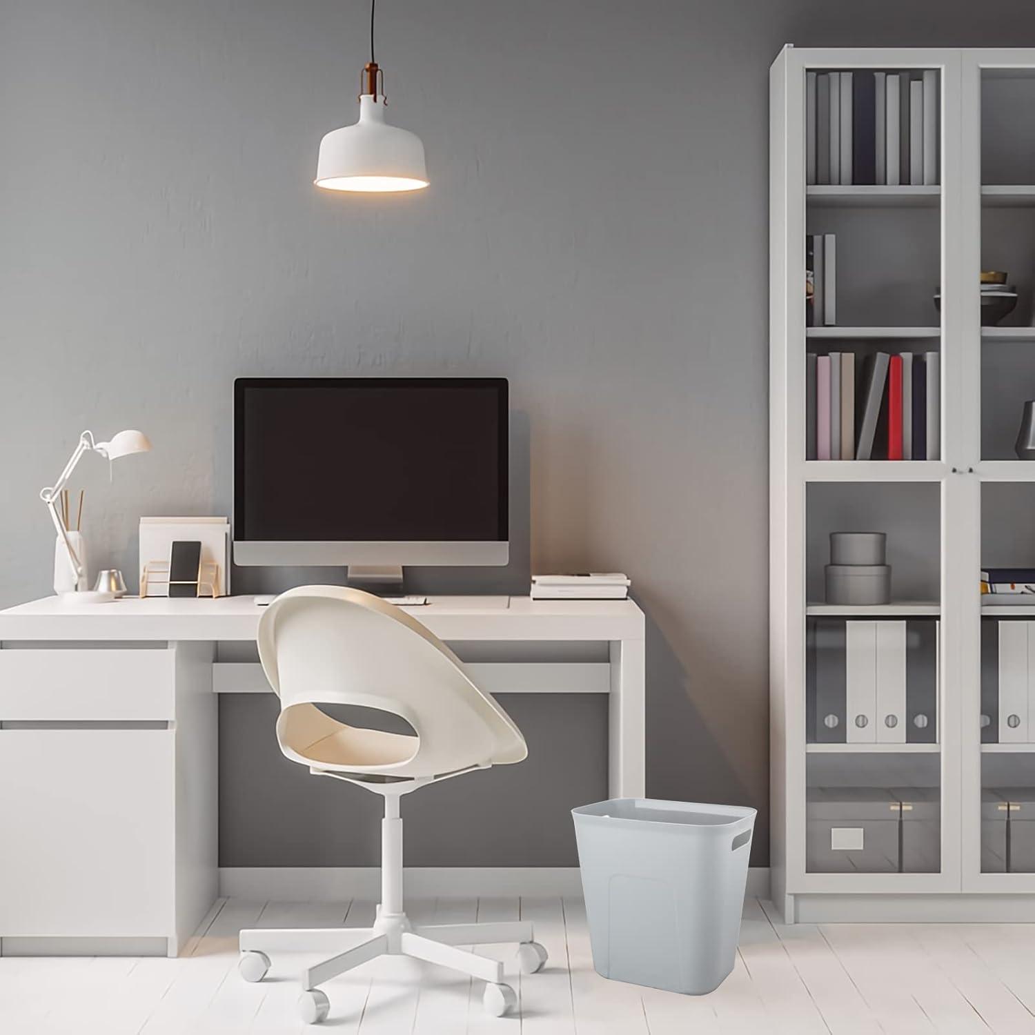 imageUUJOLY Plastic Small Trash Can Wastebasket Garbage Container Basket for Bathrooms Laundry Room Kitchens Offices Kids Rooms Dorms 35 Gallon Dark GreyGrey