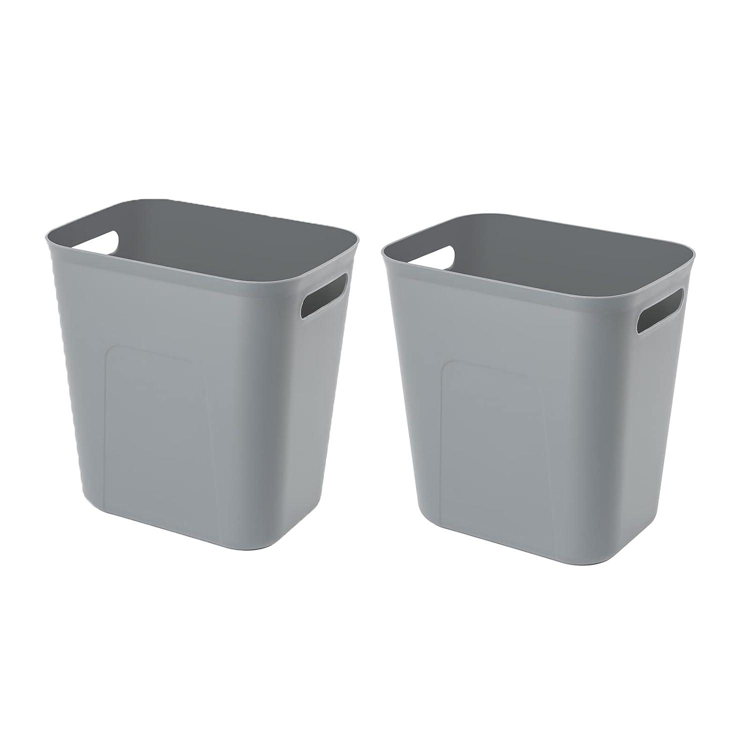 imageUUJOLY Plastic Small Trash Can Wastebasket Garbage Container Basket for Bathrooms Laundry Room Kitchens Offices Kids Rooms Dorms 35 Gallon Dark GreyGrey