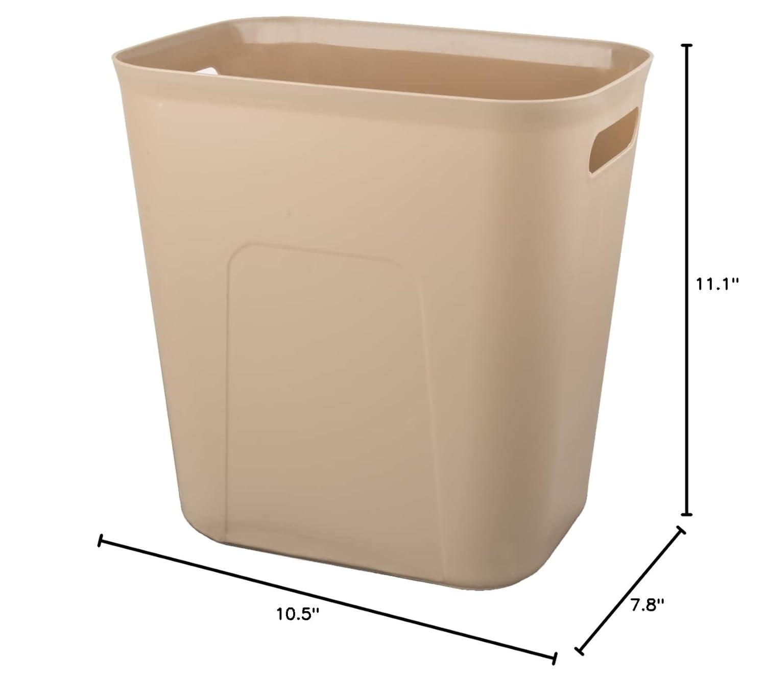 imageUUJOLY Plastic Small Trash Can Wastebasket Garbage Container Basket for Bathrooms Laundry Room Kitchens Offices Kids Rooms Dorms 35 Gallon Dark GreyKhaki