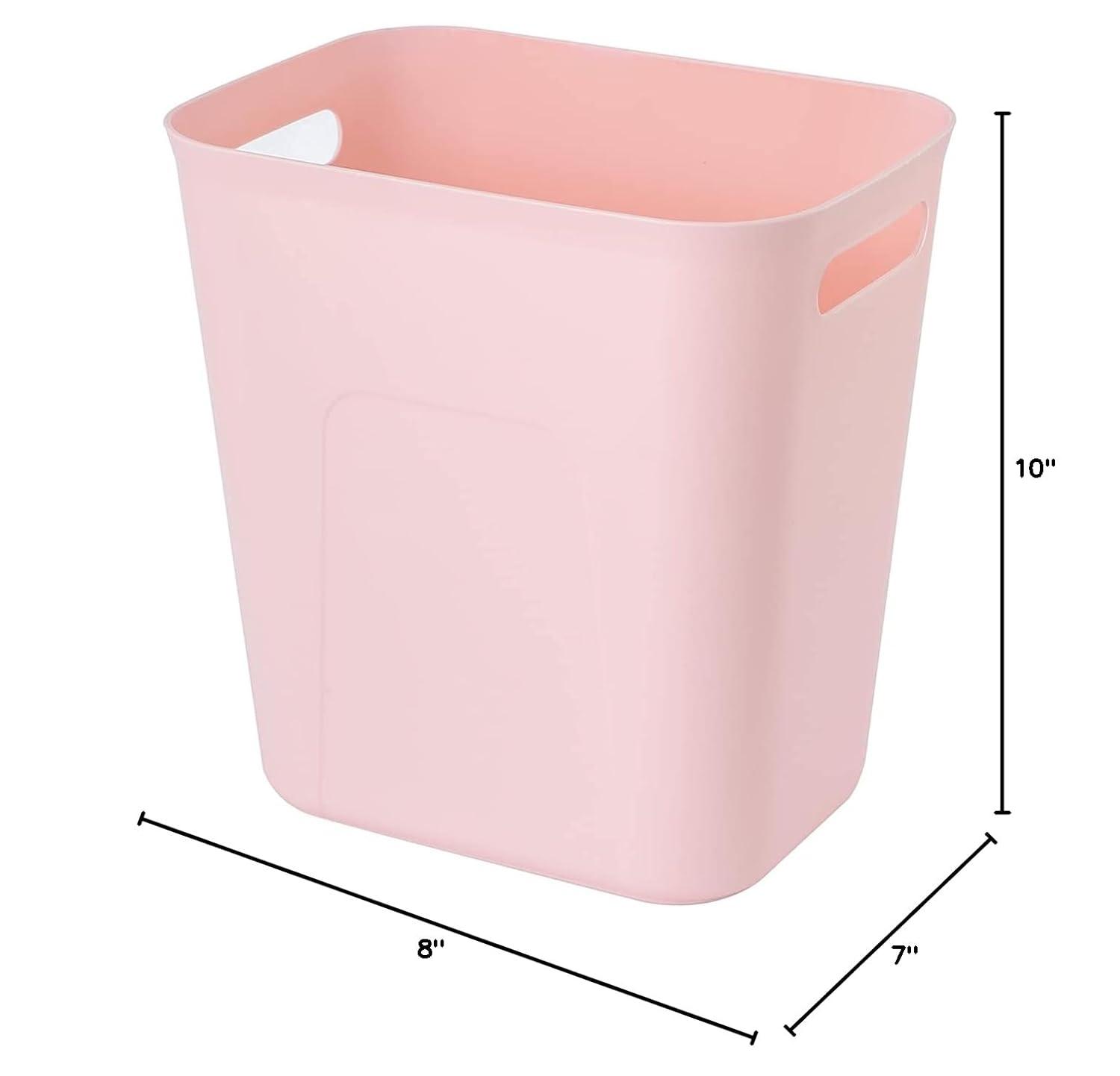 imageUUJOLY Plastic Small Trash Can Wastebasket Garbage Container Basket for Bathrooms Laundry Room Kitchens Offices Kids Rooms Dorms 35 Gallon Dark GreyPink