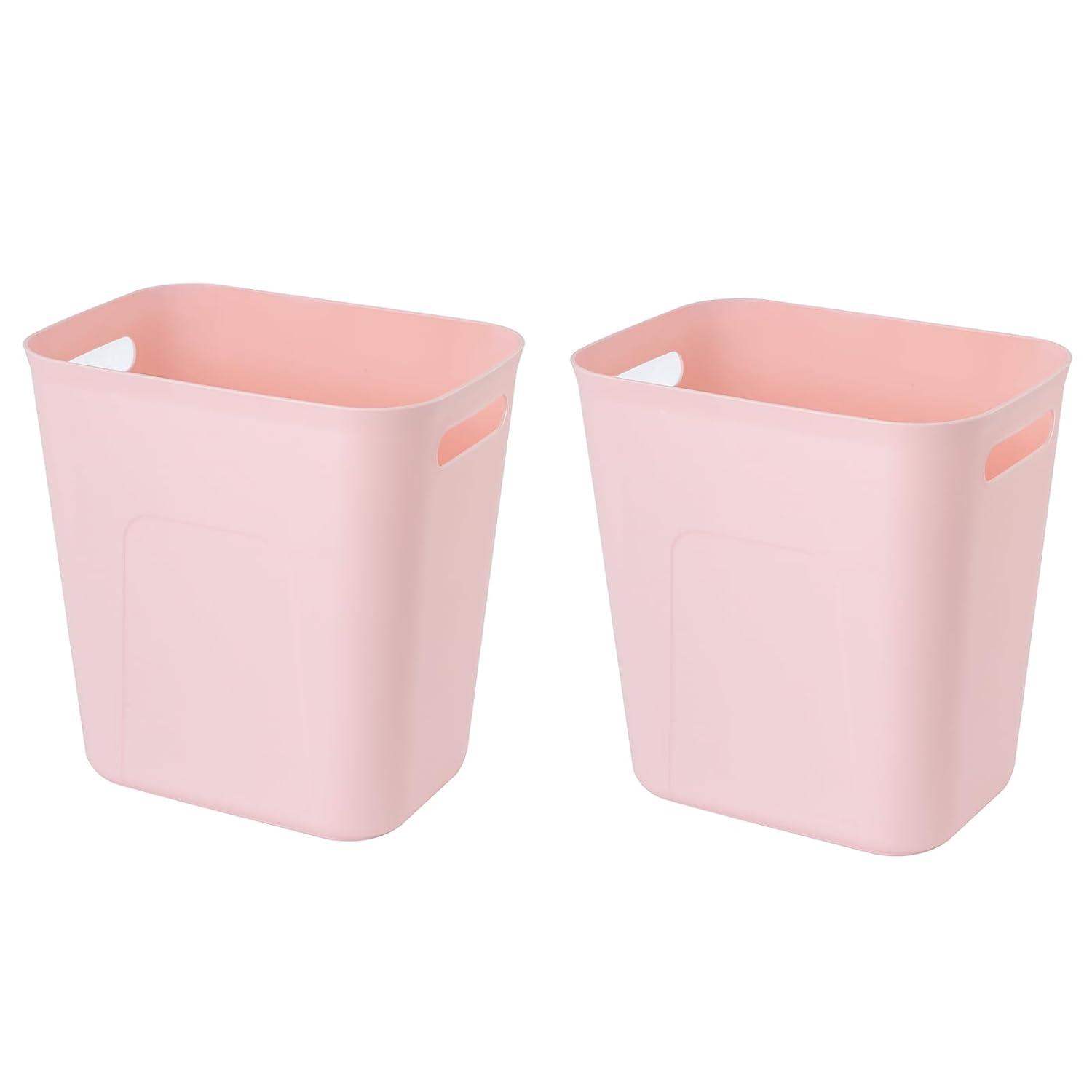 imageUUJOLY Plastic Small Trash Can Wastebasket Garbage Container Basket for Bathrooms Laundry Room Kitchens Offices Kids Rooms Dorms 35 Gallon Dark GreyPink