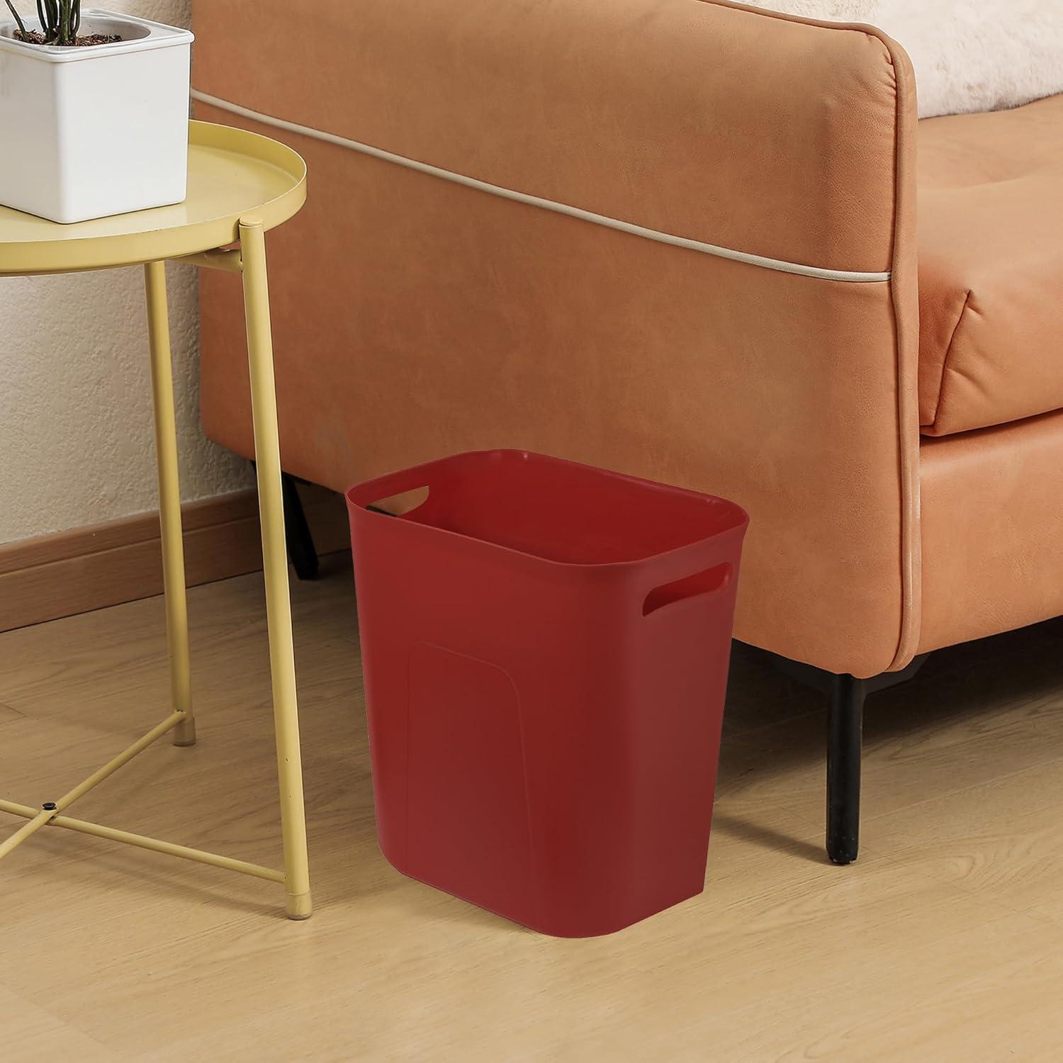 imageUUJOLY Plastic Small Trash Can Wastebasket Garbage Container Basket for Bathrooms Laundry Room Kitchens Offices Kids Rooms Dorms 35 Gallon Dark GreyRed