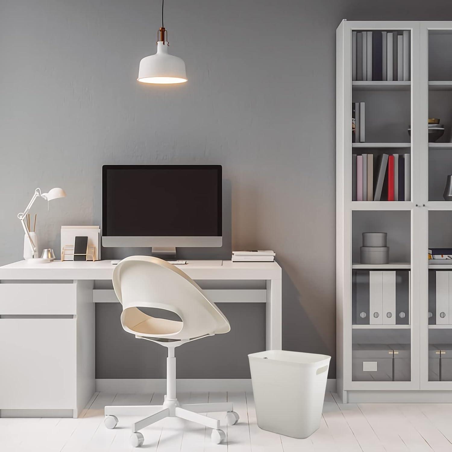 imageUUJOLY Plastic Small Trash Can Wastebasket Garbage Container Basket for Bathrooms Laundry Room Kitchens Offices Kids Rooms Dorms 35 Gallon Dark GreyWhite