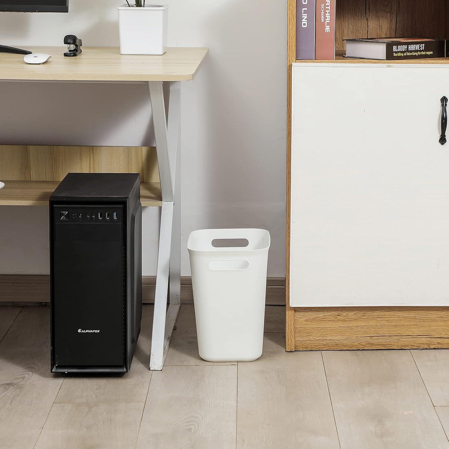 imageUUJOLY Plastic Small Trash Can Wastebasket Garbage Container Basket for Bathrooms Laundry Room Kitchens Offices Kids Rooms Dorms 35 Gallon Dark GreyWhite