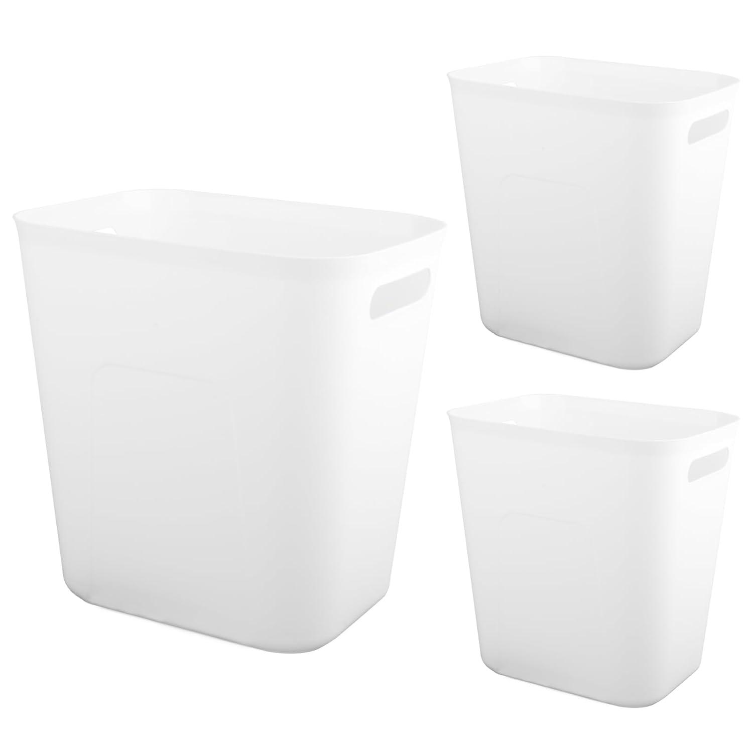 imageUUJOLY Plastic Small Trash Can Wastebasket Garbage Container Basket for Bathrooms Laundry Room Kitchens Offices Kids Rooms Dorms 35 Gallon Dark GreyWhite