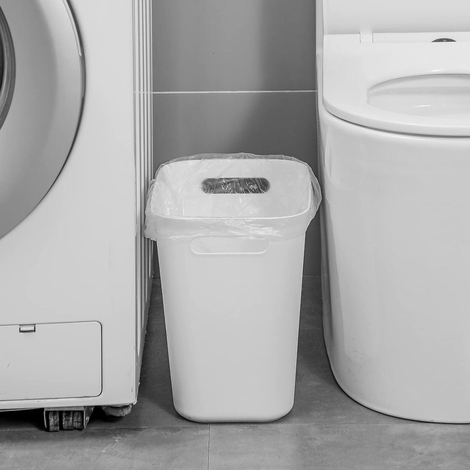 imageUUJOLY Plastic Small Trash Can Wastebasket Garbage Container Basket for Bathrooms Laundry Room Kitchens Offices Kids Rooms Dorms 35 Gallon Dark GreyWhite