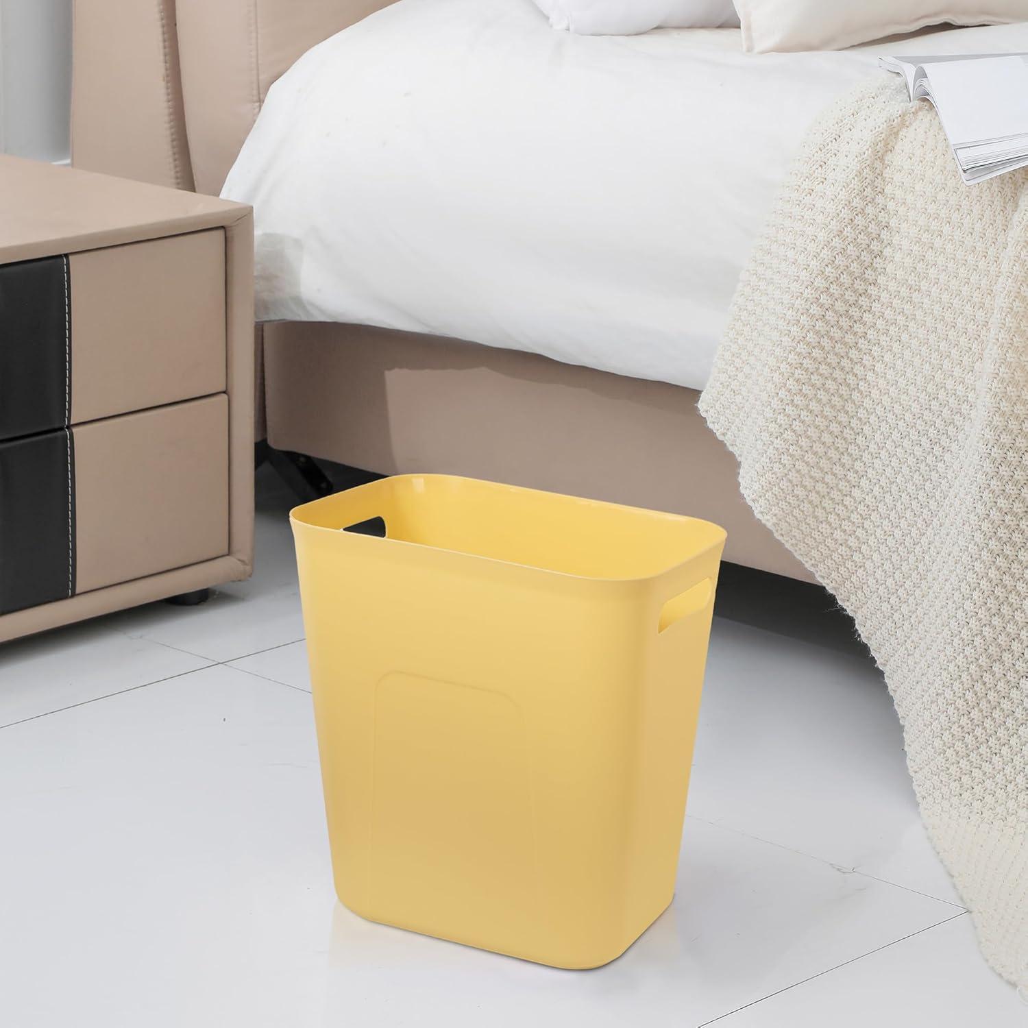 imageUUJOLY Plastic Small Trash Can Wastebasket Garbage Container Basket for Bathrooms Laundry Room Kitchens Offices Kids Rooms Dorms 35 Gallon Dark GreyYellow