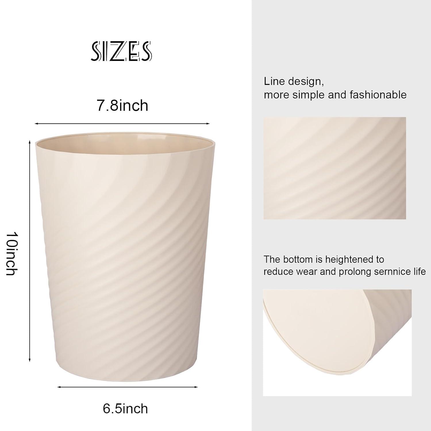 imageUUJOLY Plastic Small Trash Can Wastebasket Garbage Container Basket for Bathrooms Laundry Room Kitchens Offices Kids Rooms Dorms White 18 GallonBeige