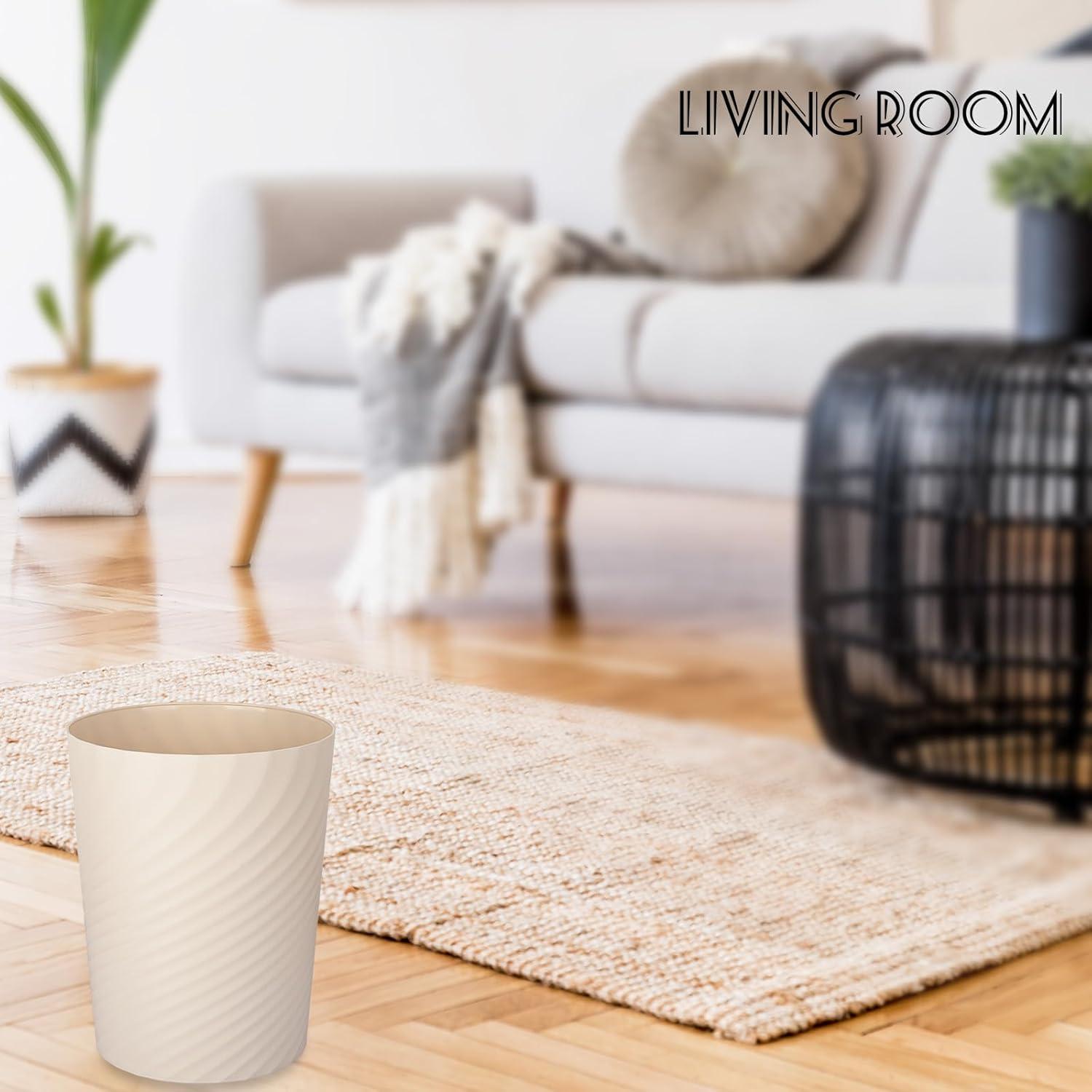 imageUUJOLY Plastic Small Trash Can Wastebasket Garbage Container Basket for Bathrooms Laundry Room Kitchens Offices Kids Rooms Dorms White 18 GallonBeige