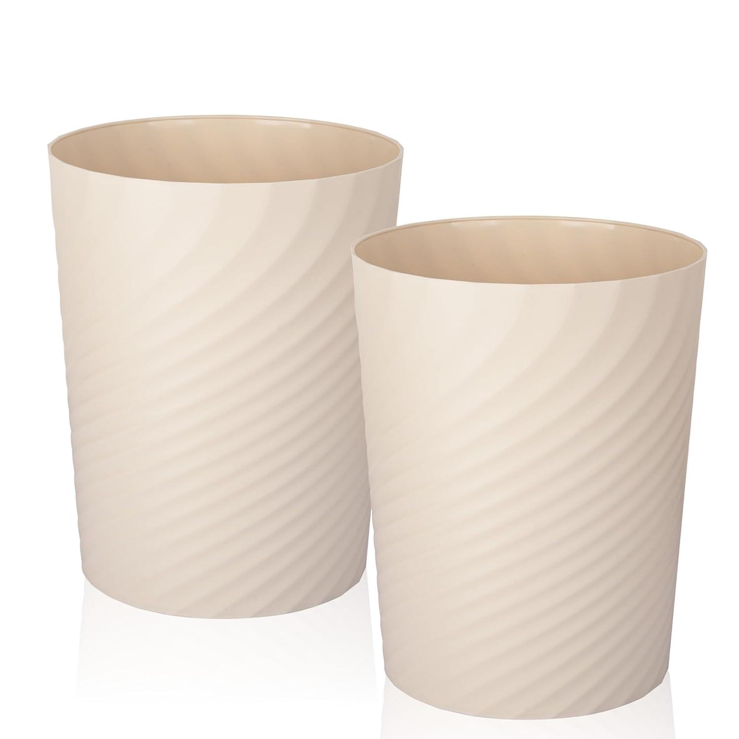 imageUUJOLY Plastic Small Trash Can Wastebasket Garbage Container Basket for Bathrooms Laundry Room Kitchens Offices Kids Rooms Dorms White 18 GallonBeige