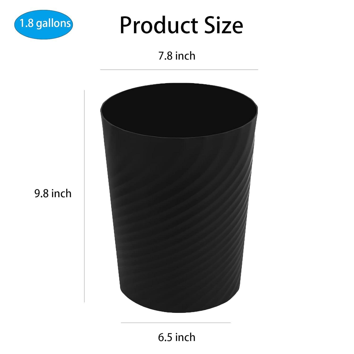 imageUUJOLY Plastic Small Trash Can Wastebasket Garbage Container Basket for Bathrooms Laundry Room Kitchens Offices Kids Rooms Dorms White 18 GallonBlack