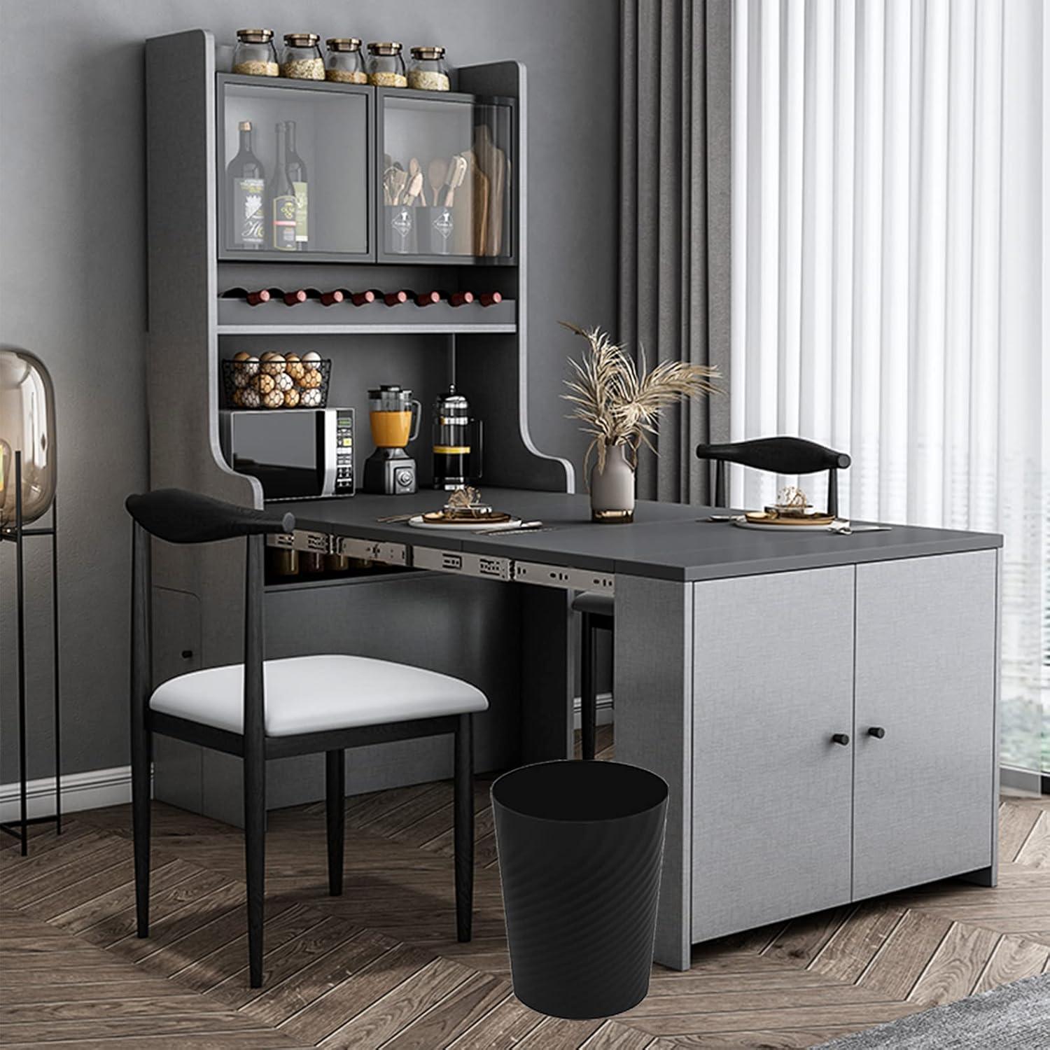 imageUUJOLY Plastic Small Trash Can Wastebasket Garbage Container Basket for Bathrooms Laundry Room Kitchens Offices Kids Rooms Dorms White 18 GallonBlack