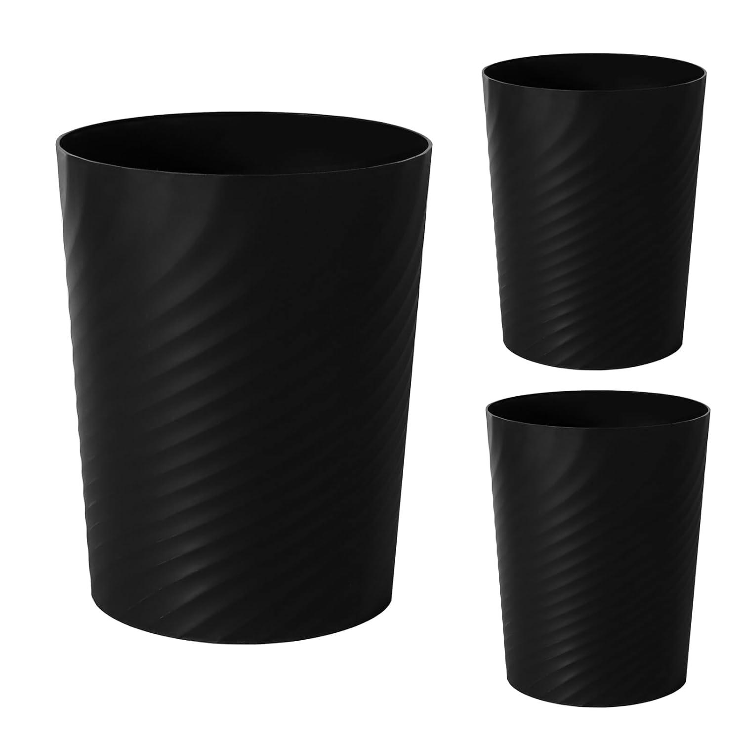 imageUUJOLY Plastic Small Trash Can Wastebasket Garbage Container Basket for Bathrooms Laundry Room Kitchens Offices Kids Rooms Dorms White 18 GallonBlack
