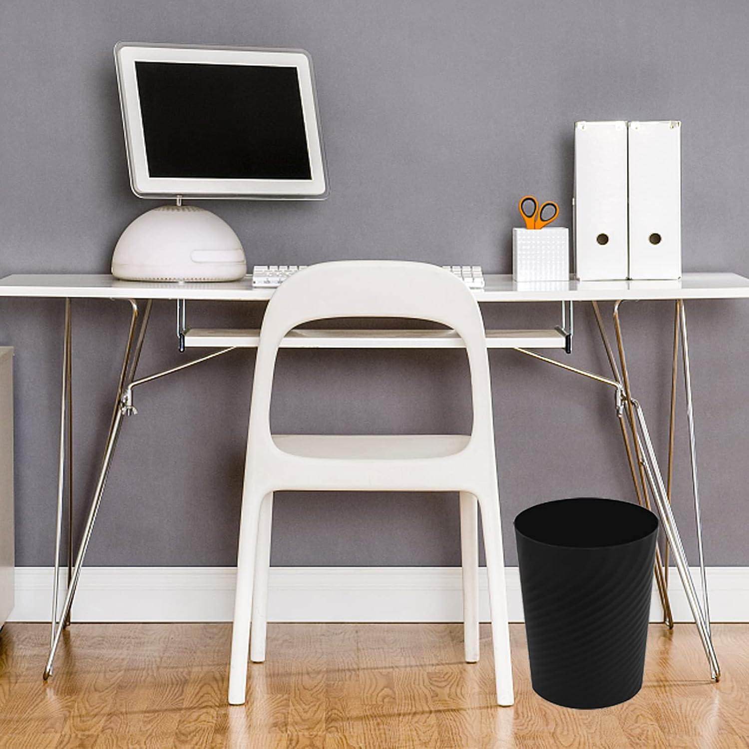 imageUUJOLY Plastic Small Trash Can Wastebasket Garbage Container Basket for Bathrooms Laundry Room Kitchens Offices Kids Rooms Dorms White 18 GallonBlack