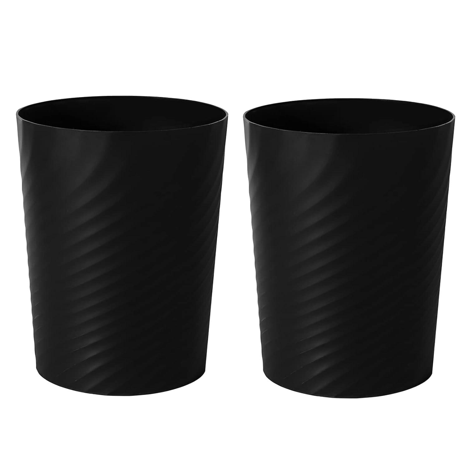 imageUUJOLY Plastic Small Trash Can Wastebasket Garbage Container Basket for Bathrooms Laundry Room Kitchens Offices Kids Rooms Dorms White 18 GallonBlack