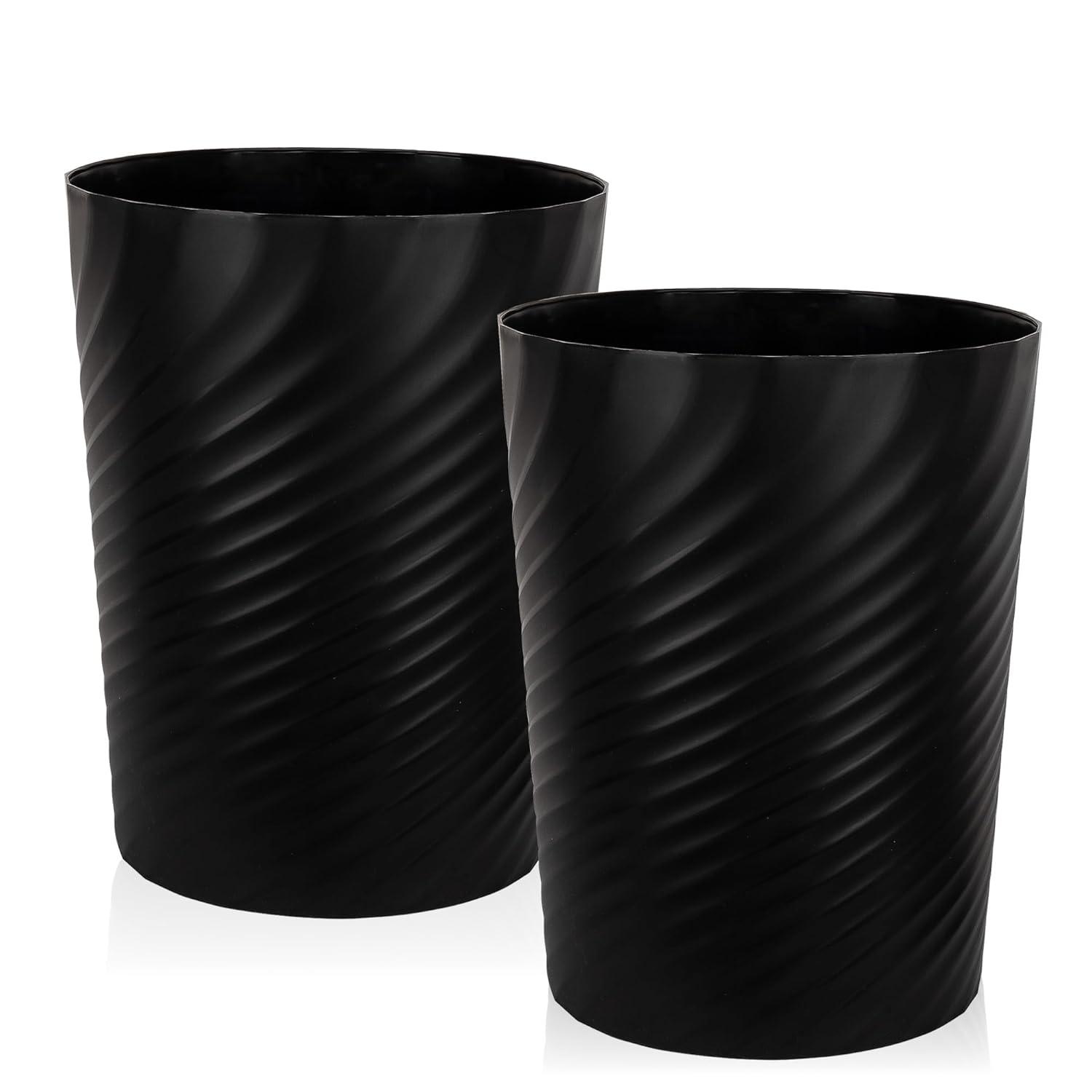 imageUUJOLY Plastic Small Trash Can Wastebasket Garbage Container Basket for Bathrooms Laundry Room Kitchens Offices Kids Rooms Dorms White 18 GallonBlack